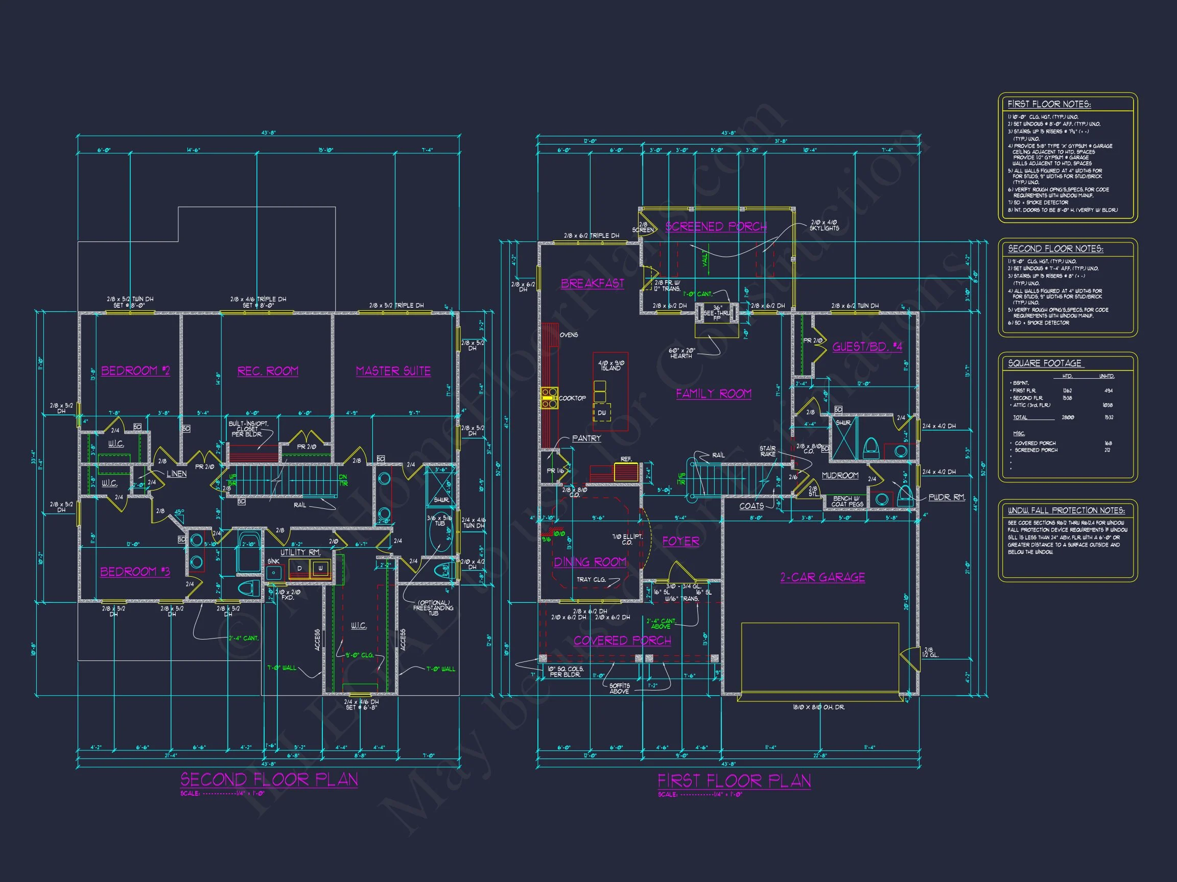 13-1829B HOUSE PLAN - Craftsman House Plan: 2-Story CAD Blueprint with 4 Bedrooms 7 Craftsman house Plan: 2-Story CAD Blueprint with 4 Bedrooms