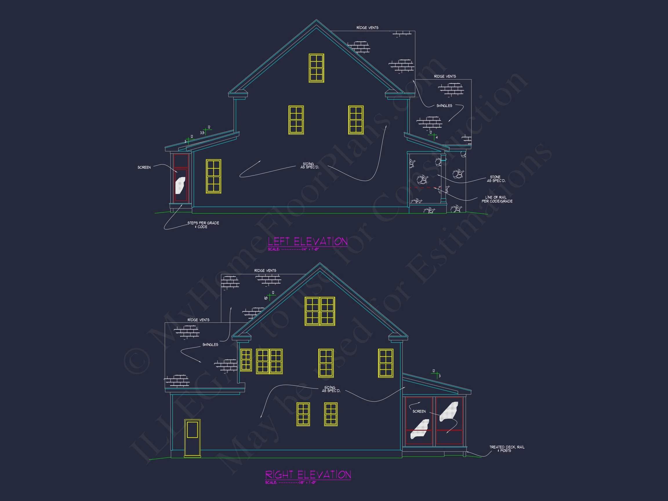 13-1829B HOUSE PLAN - Craftsman House Plan: 2-Story CAD Blueprint with 4 Bedrooms 4 Craftsman house Plan: 2-Story CAD Blueprint with 4 Bedrooms