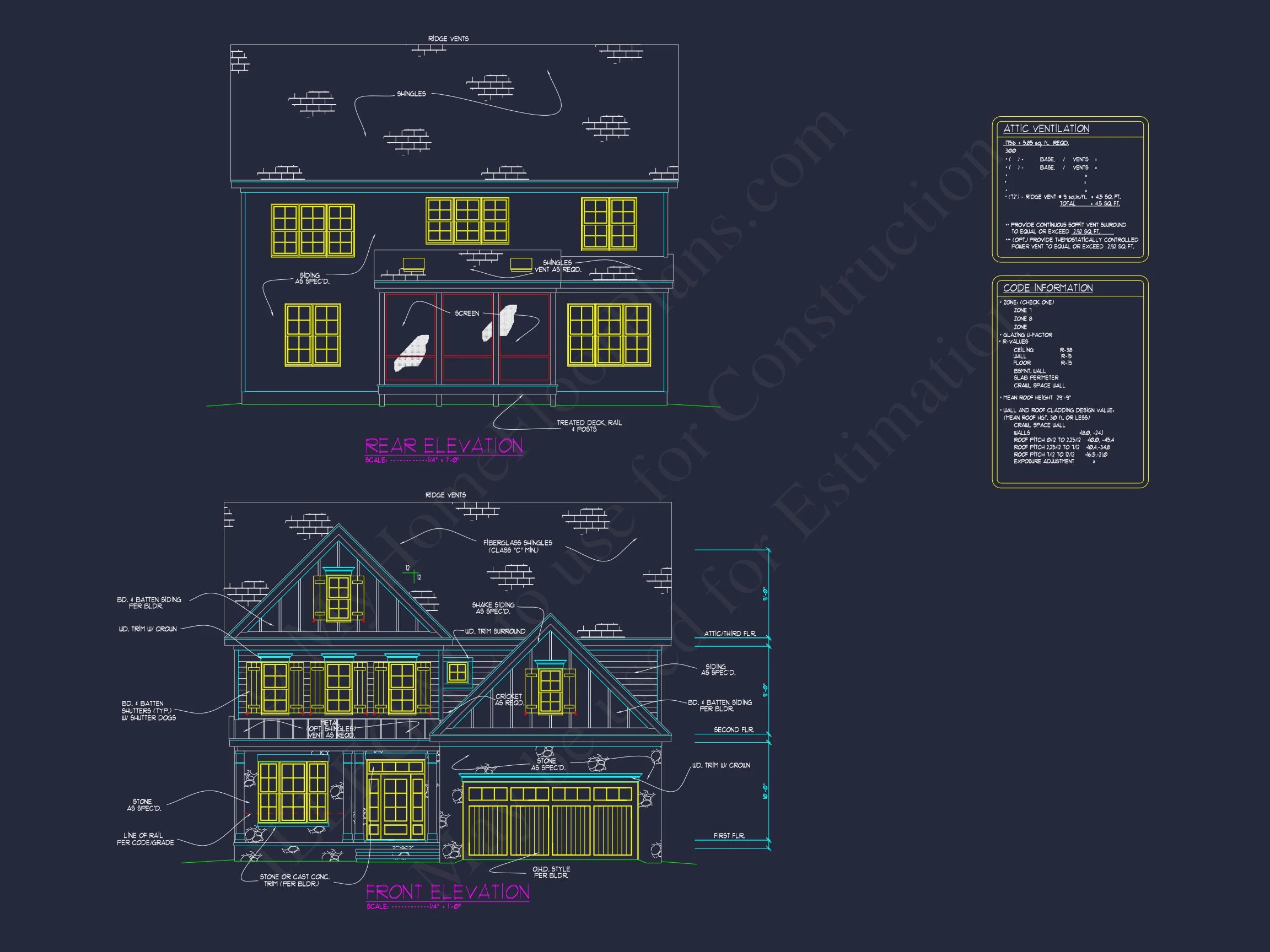 13-1829B HOUSE PLAN - Craftsman House Plan: 2-Story CAD Blueprint with 4 Bedrooms 3 Craftsman house Plan: 2-Story CAD Blueprint with 4 Bedrooms