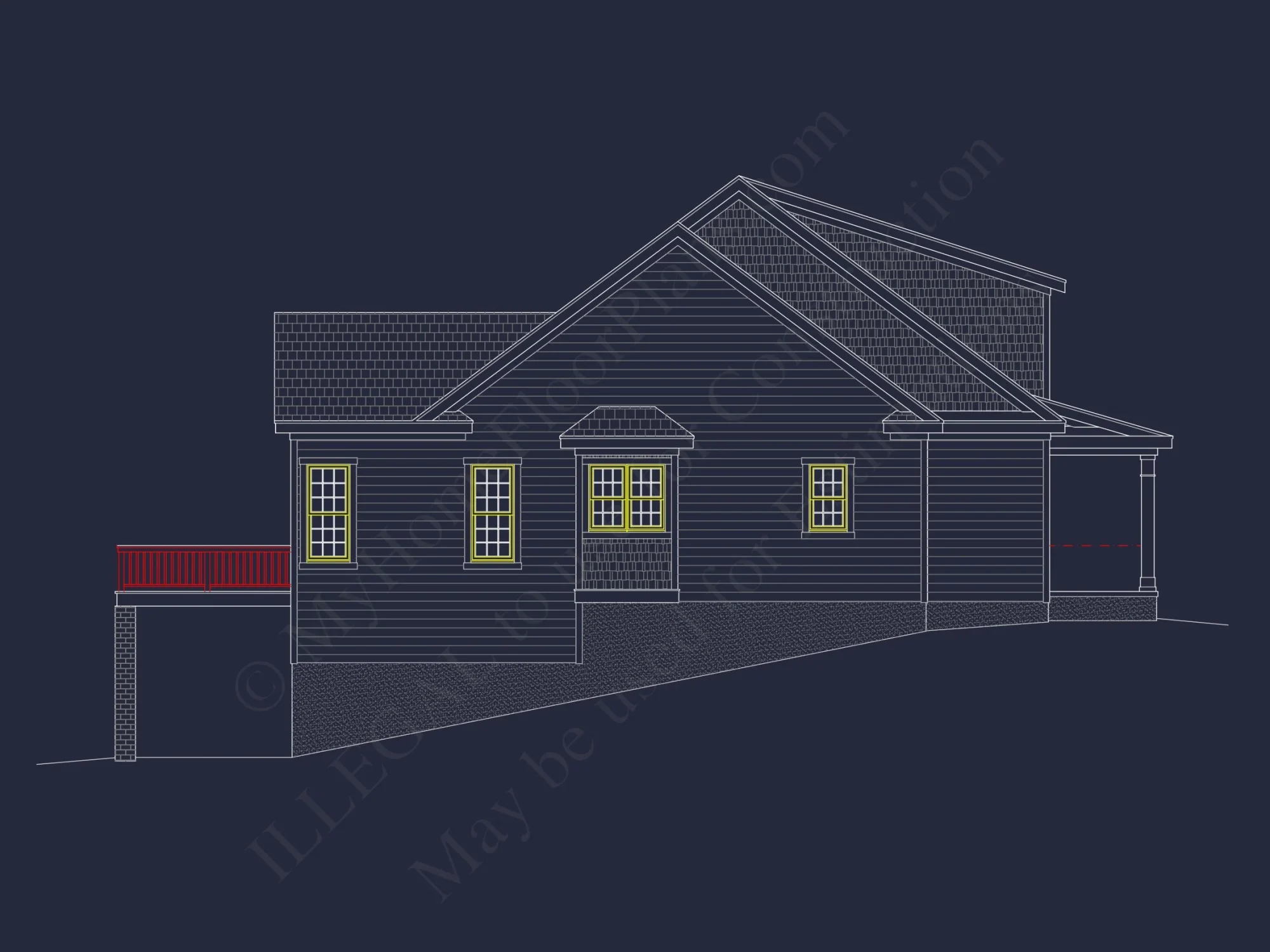 Craftsman-Style 3-Story house Plan with Basement & CAD Design