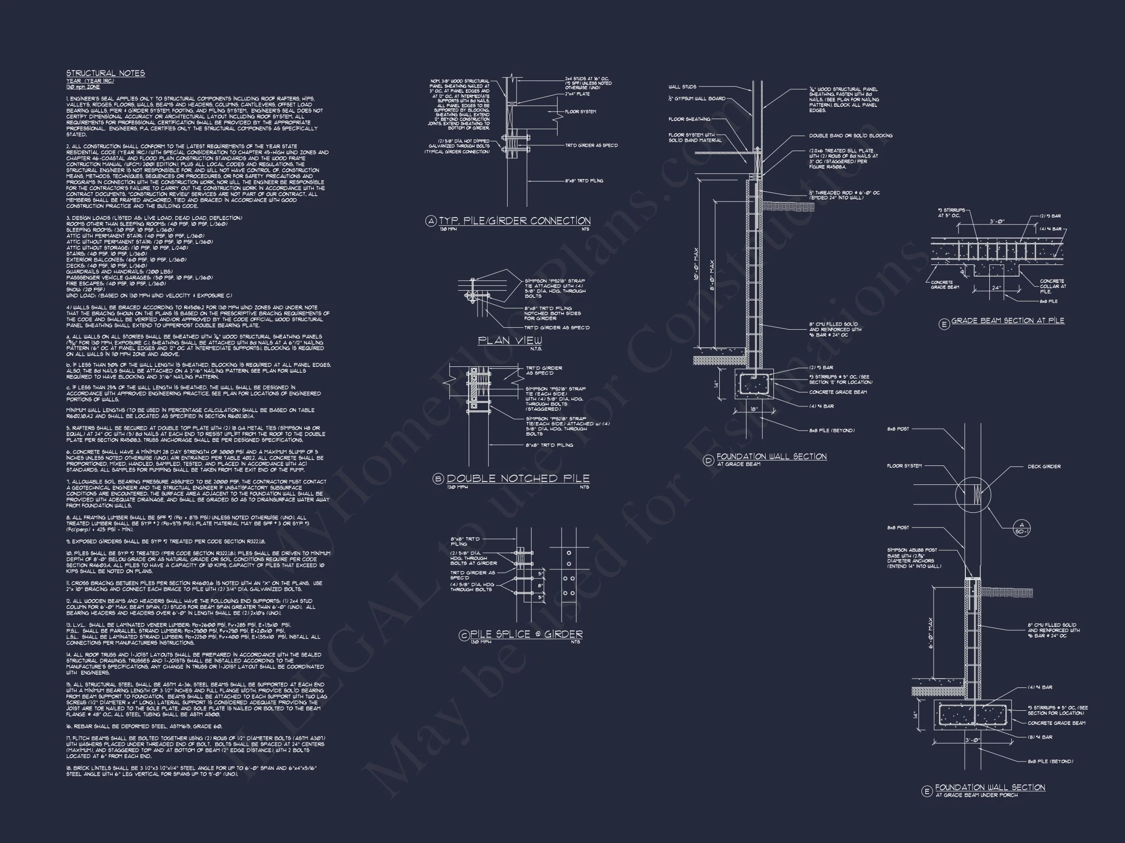 12-2799 HOUSE PLAN - Beach Coastal House Plan with Detailed CAD Floor Designs 13 Beach Coastal house Plan with Detailed CAD Floor Designs