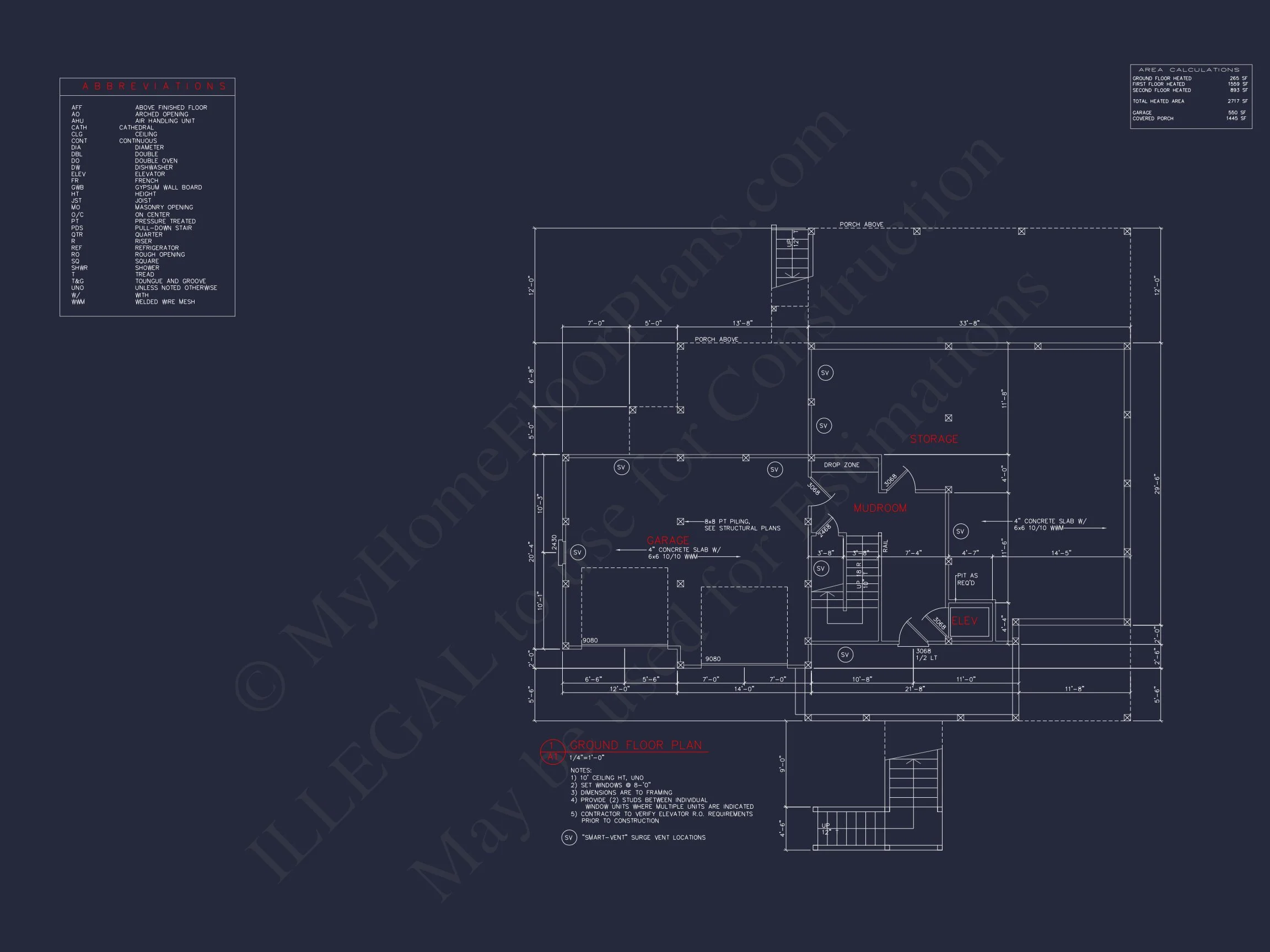 12-2799 HOUSE PLAN - Beach Coastal House Plan with Detailed CAD Floor Designs 8 Beach Coastal house Plan with Detailed CAD Floor Designs