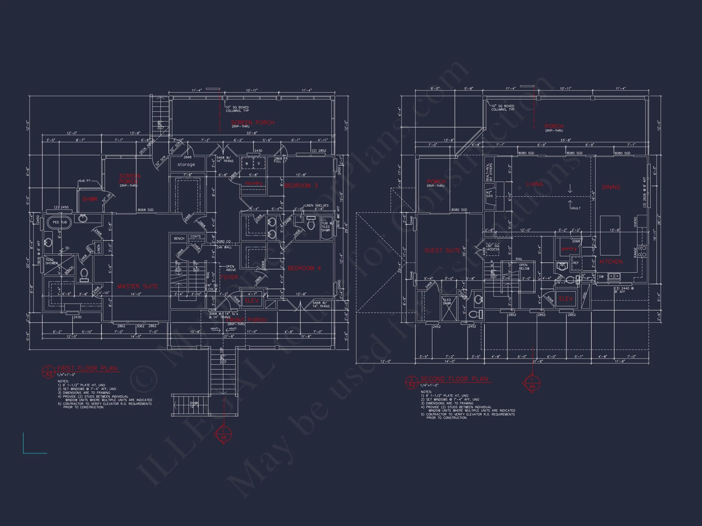 12-2799 HOUSE PLAN - Beach Coastal House Plan with Detailed CAD Floor Designs 7 Beach Coastal house Plan with Detailed CAD Floor Designs