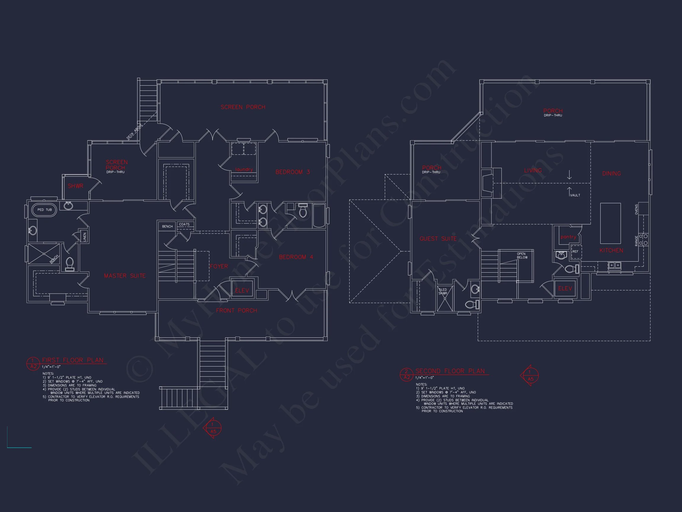 12-2799 HOUSE PLAN - Beach Coastal House Plan with Detailed CAD Floor Designs 5 Beach Coastal house Plan with Detailed CAD Floor Designs
