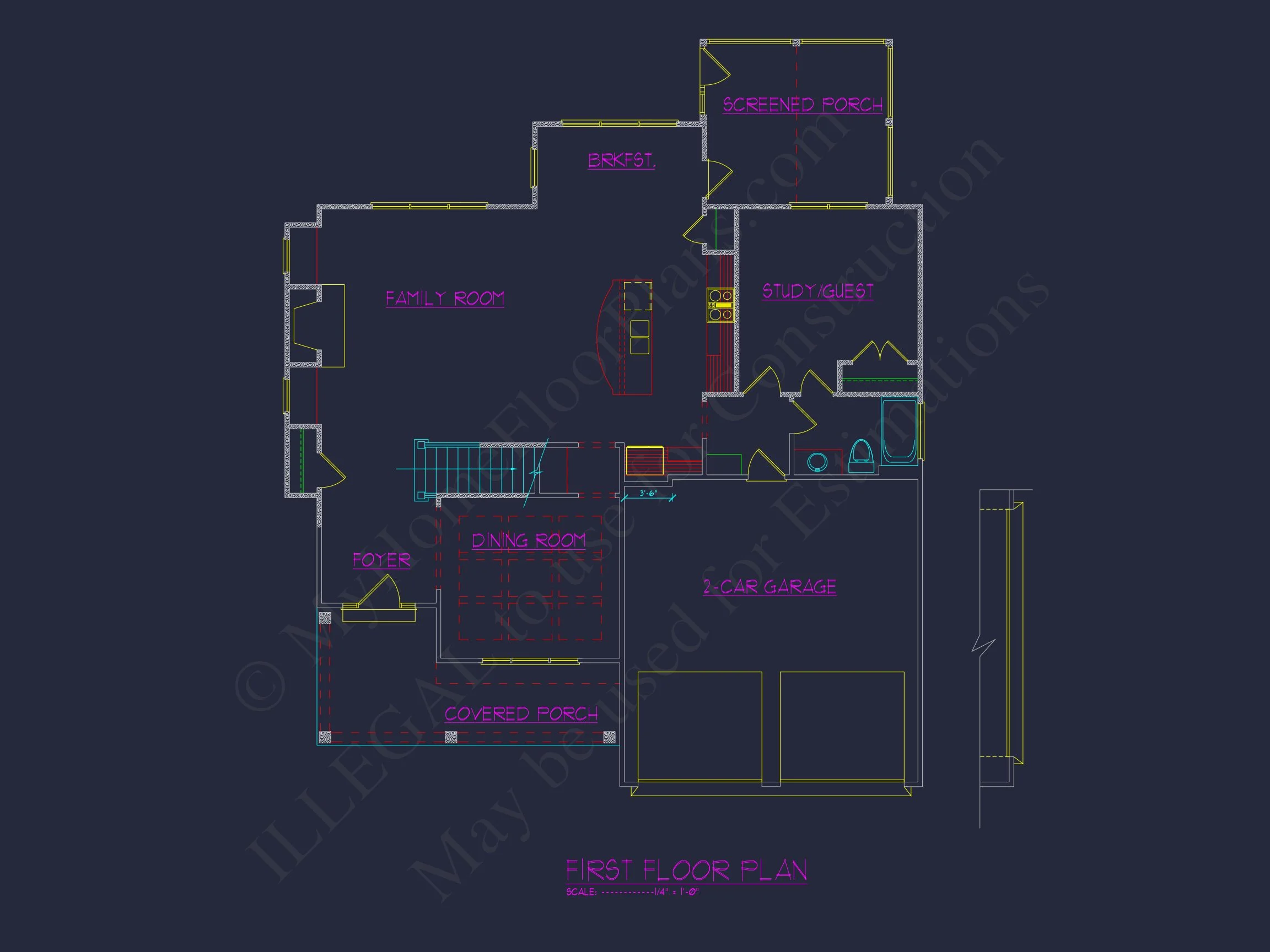 12-2735 HOUSE PLAN - Traditional House Plan With 3 Floors, Open CAD Designs & Porch 6 Traditional house Plan With 3 Floors, Open CAD Designs & Porch