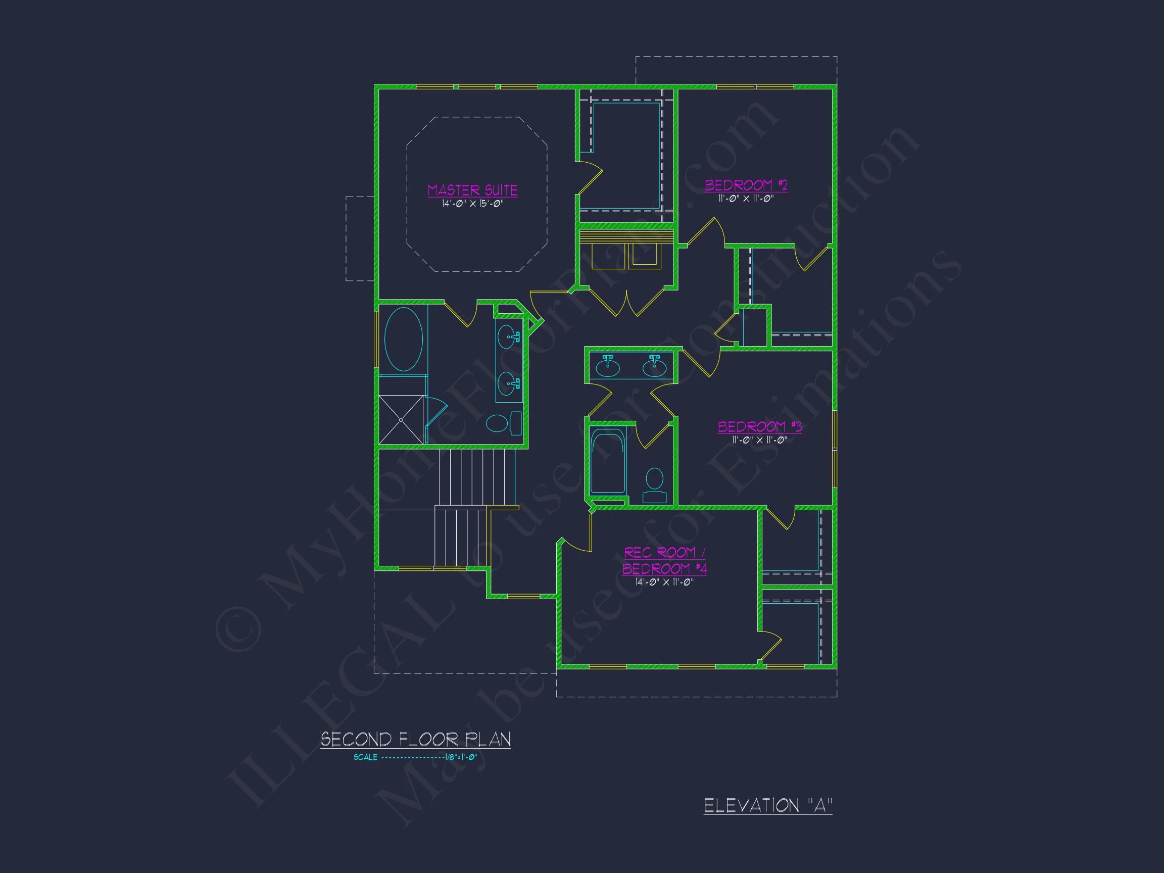 12-2711 HOUSE PLAN - Elegant House Plan with 2-Story Floor Plan, CAD Designs & Blueprint 16 Elegant house Plan with 2-Story Floor Plan, CAD Designs & Blueprint