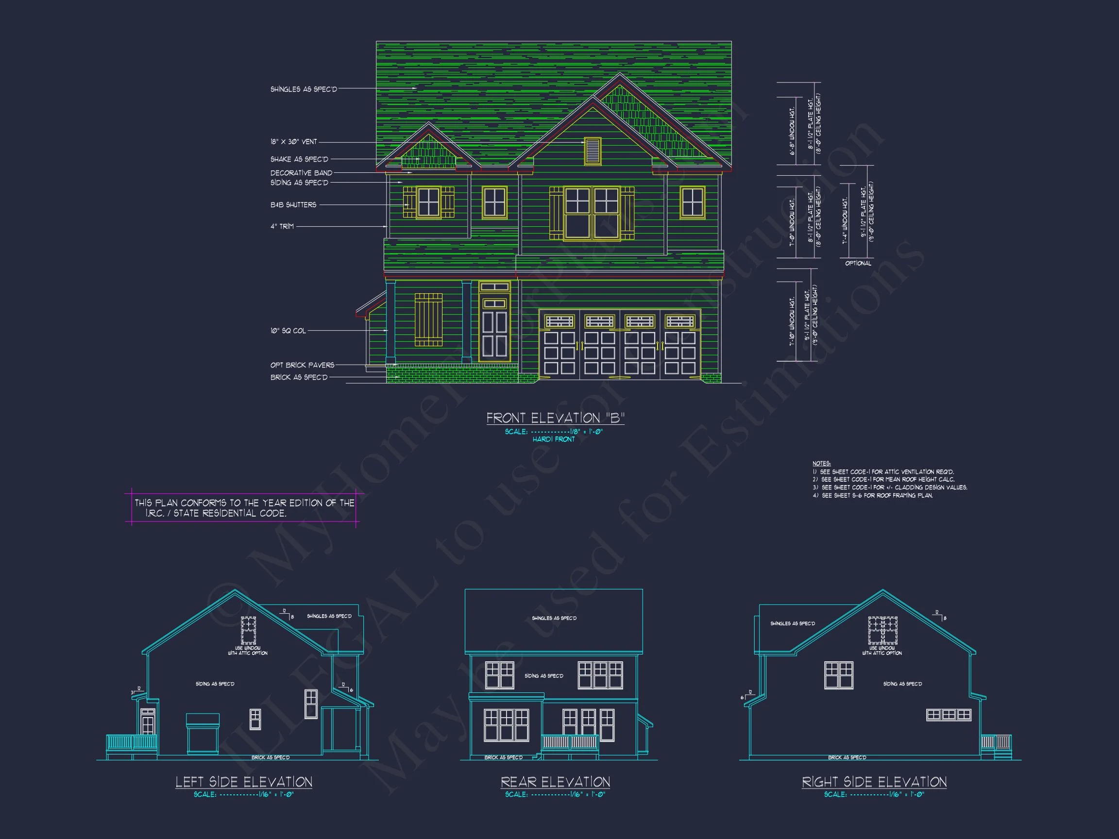 12-2711 HOUSE PLAN - Elegant House Plan with 2-Story Floor Plan, CAD Designs & Blueprint 4 Elegant house Plan with 2-Story Floor Plan, CAD Designs & Blueprint
