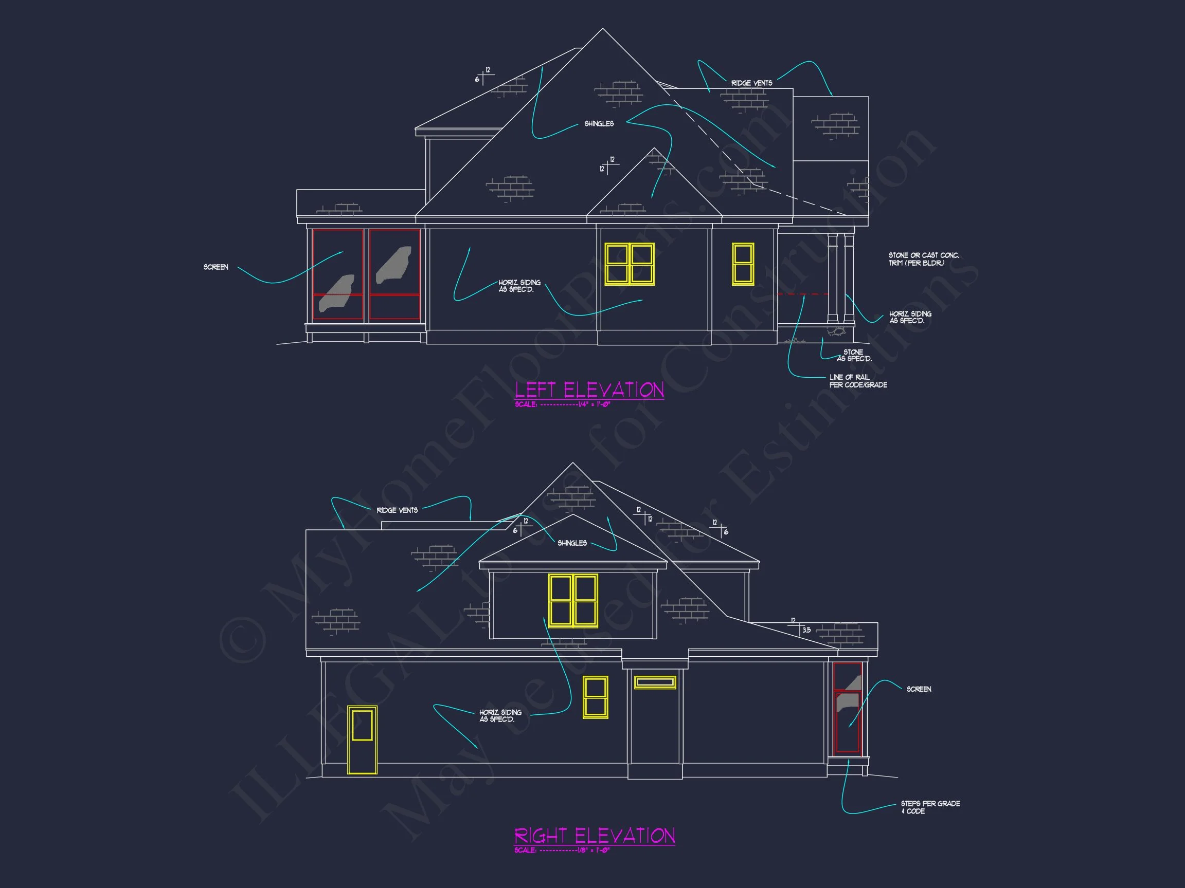 12-2645 HOUSE PLAN - Elegant House Plan with CAD Blueprints and Architectural Designs 8 Elegant house Plan with CAD Blueprints and Architectural Designs