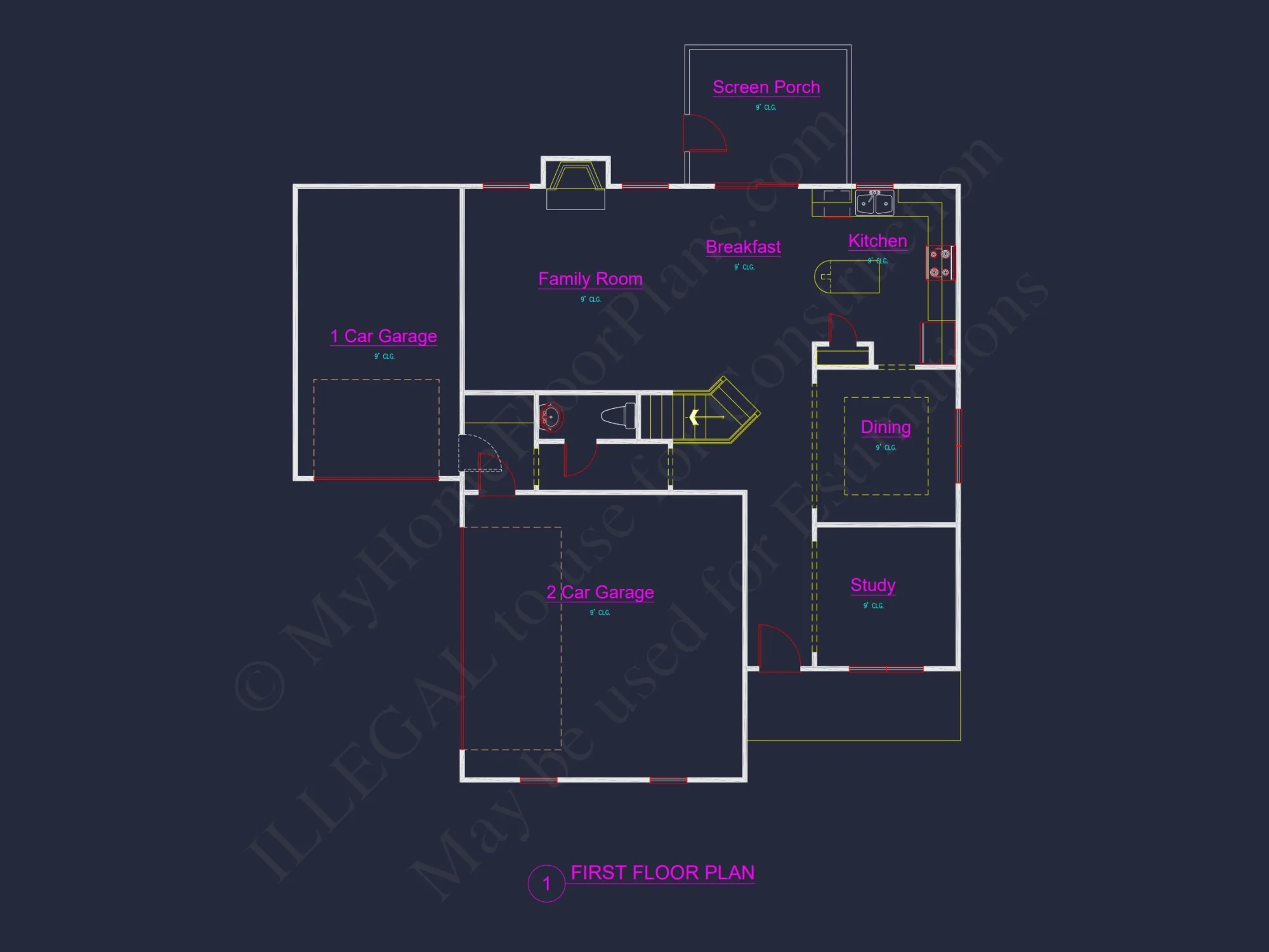 house Design Plan with 2362 Sq Ft CAD Blueprint Layout