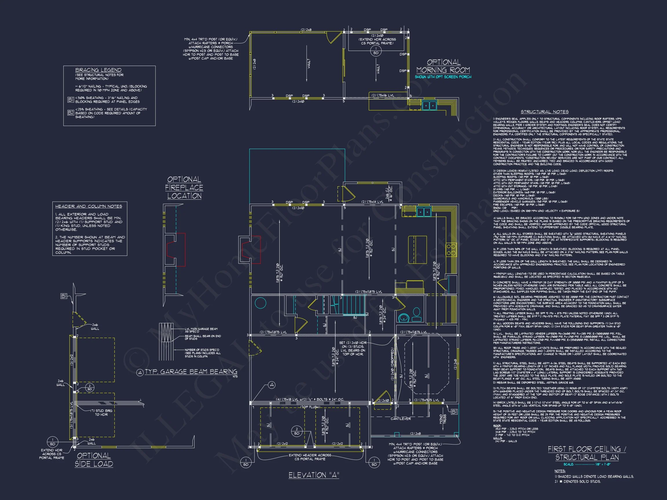 12-2439 HOUSE PLAN - House Plan Blueprint with 2 Floors, 4 Beds, 3 Car Garage 18 house Plan Blueprint with 2 Floors, 4 Beds, 3 Car Garage
