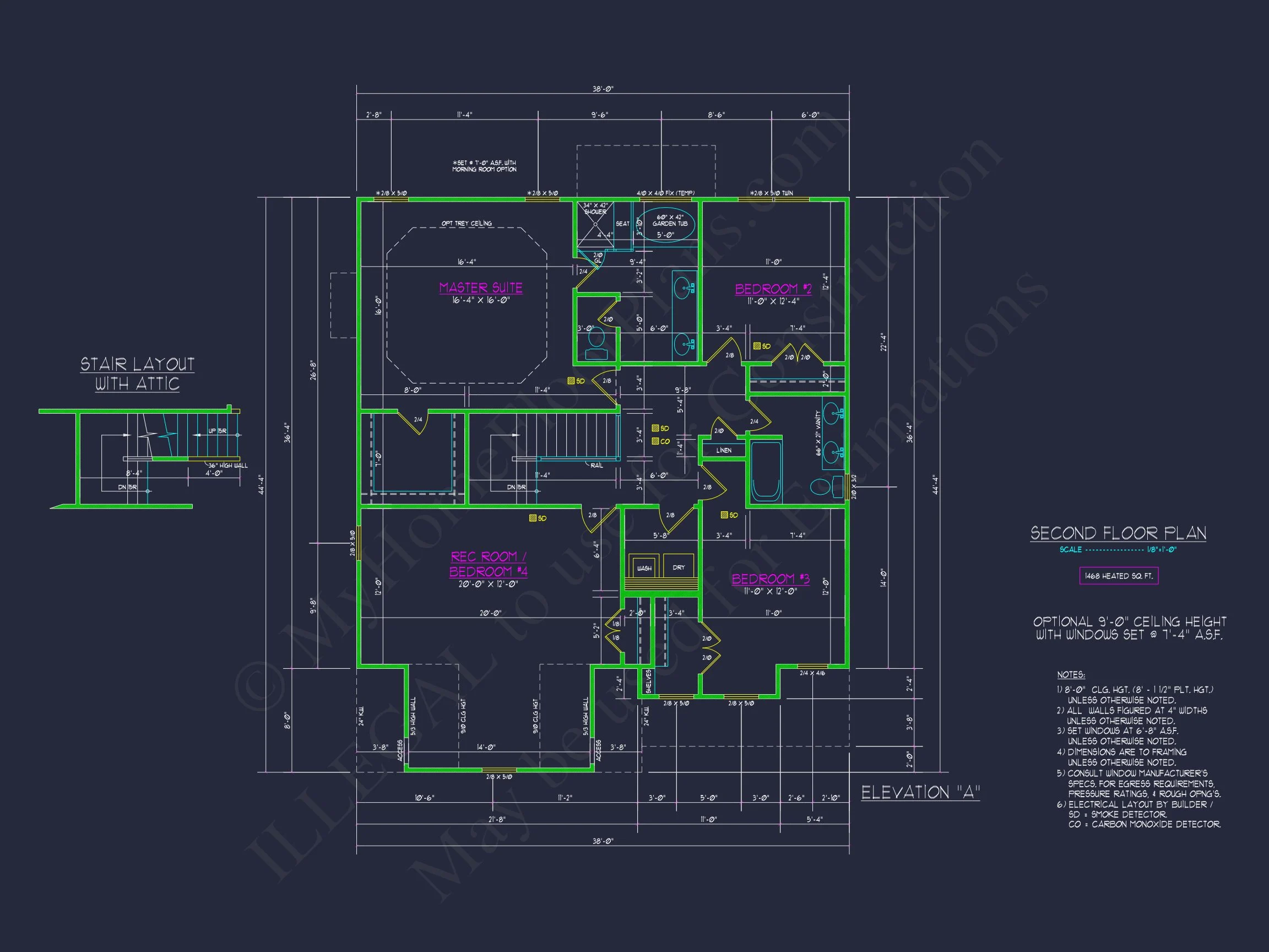 12-2439 HOUSE PLAN - House Plan Blueprint with 2 Floors, 4 Beds, 3 Car Garage 12 house Plan Blueprint with 2 Floors, 4 Beds, 3 Car Garage