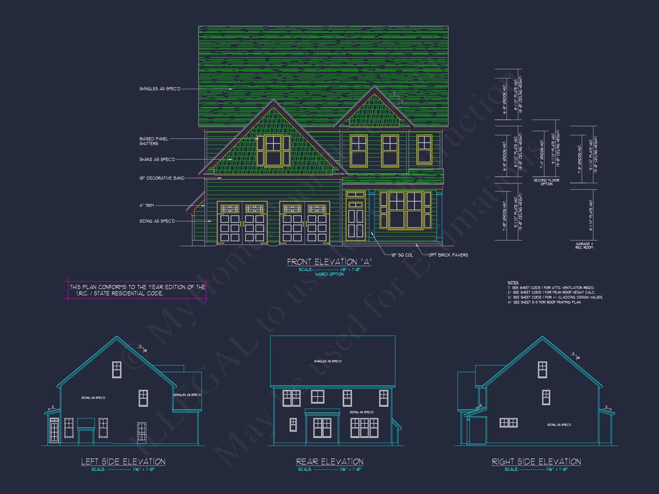 12-2439 HOUSE PLAN - House Plan Blueprint with 2 Floors, 4 Beds, 3 Car Garage 4 house Plan Blueprint with 2 Floors, 4 Beds, 3 Car Garage