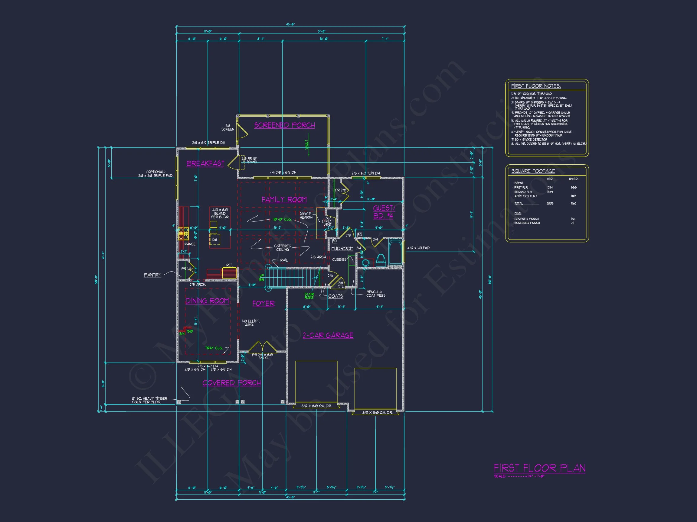 12-2364 HOUSE PLAN - Craftsman House Plan with 2-Story Floor Plan & CAD Designs 7 Craftsman house Plan with 2-Story Floor Plan & CAD Designs
