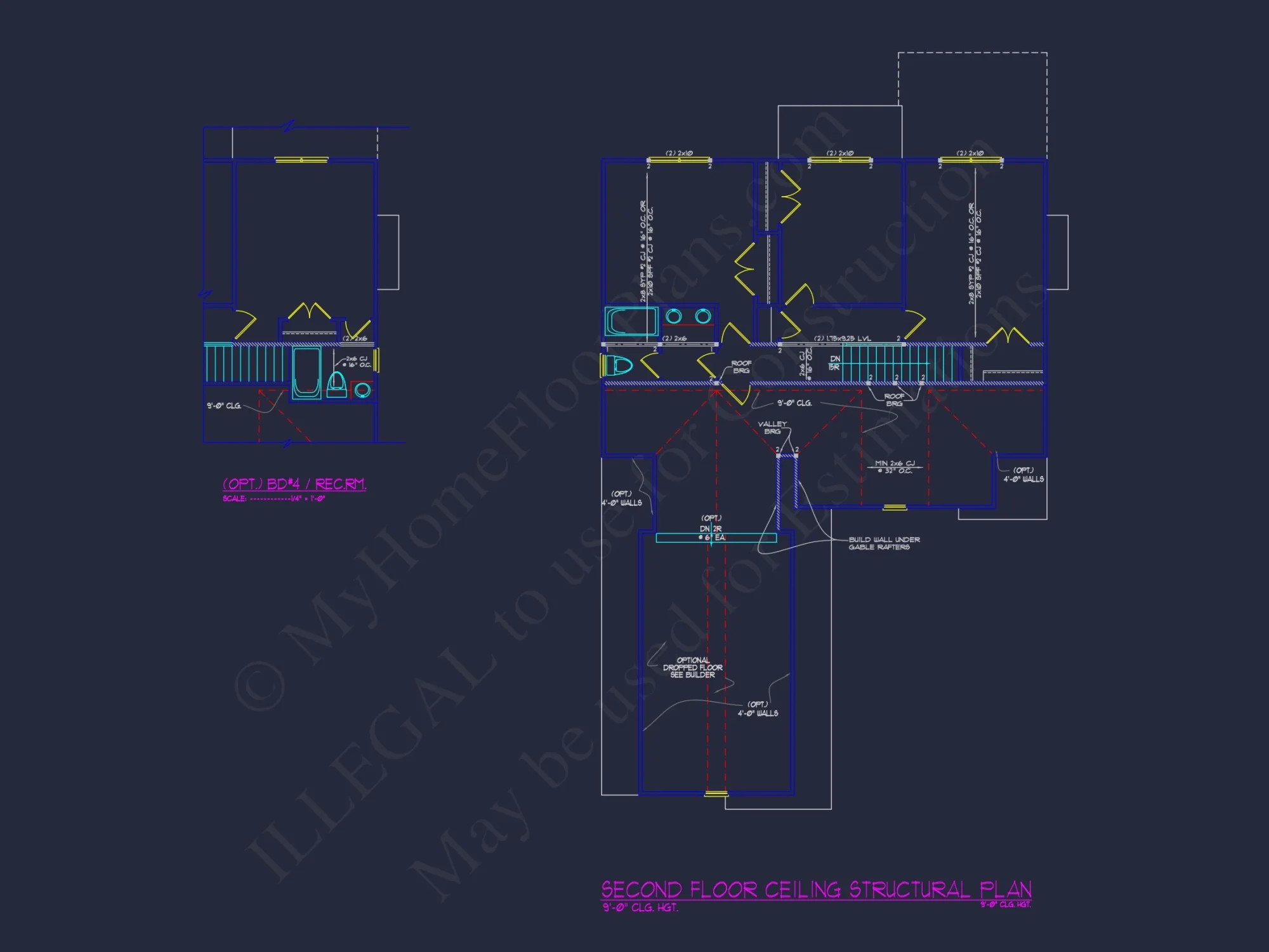 house Floor Plan Blueprint with CAD Designs for 4-Bedroom Build