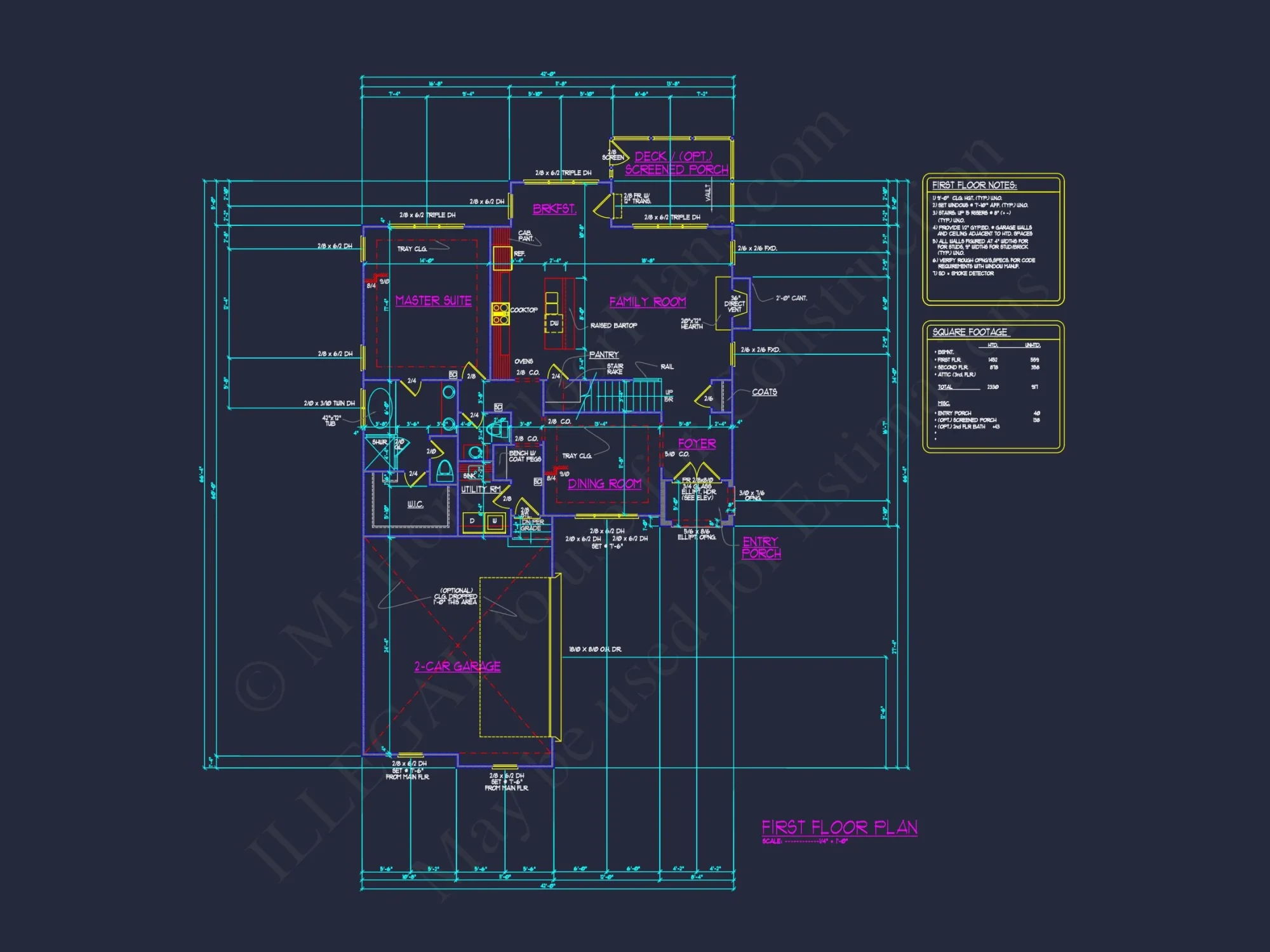 house Floor Plan Blueprint with CAD Designs for 4-Bedroom Build