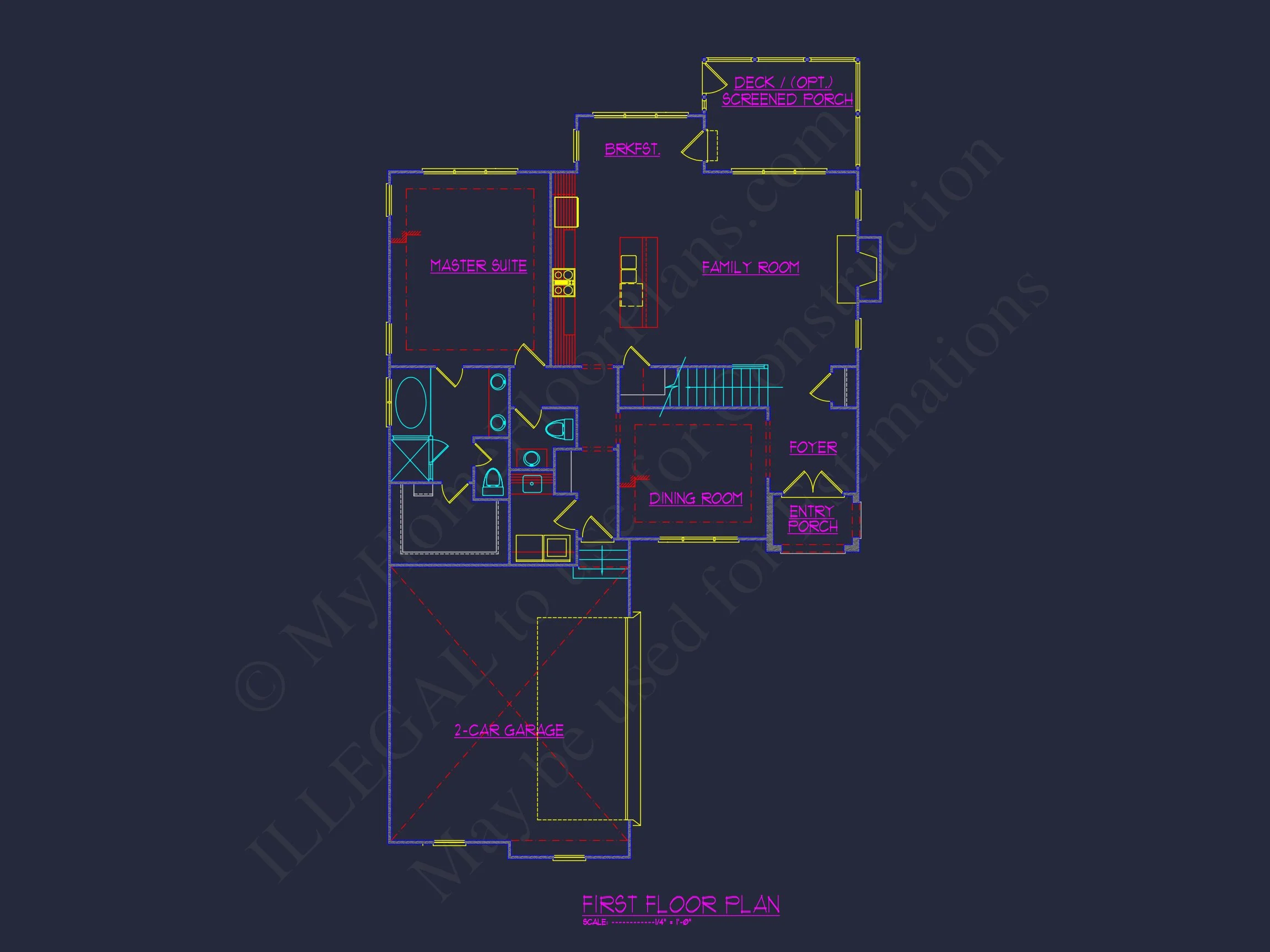 12-2295 HOUSE PLAN - House Floor Plan Blueprint with CAD Designs for 4-Bedroom Build 5 house Floor Plan Blueprint with CAD Designs for 4-Bedroom Build
