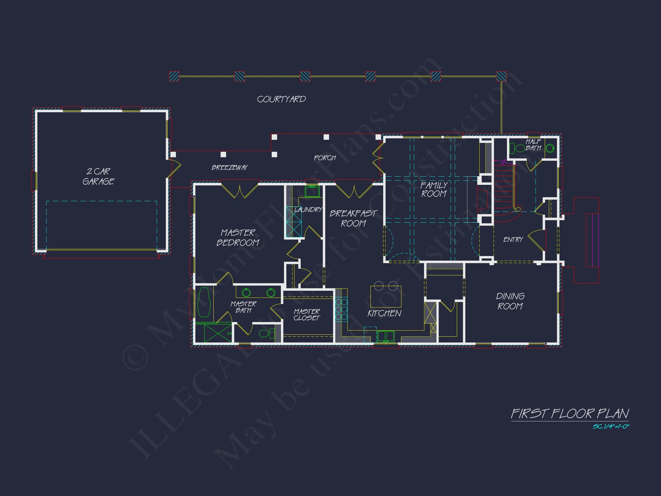 12-2037 HOUSE PLAN - Elegant House Floor Plan with CAD Architecture Designs 7 Elegant house Floor Plan with CAD Architecture Designs