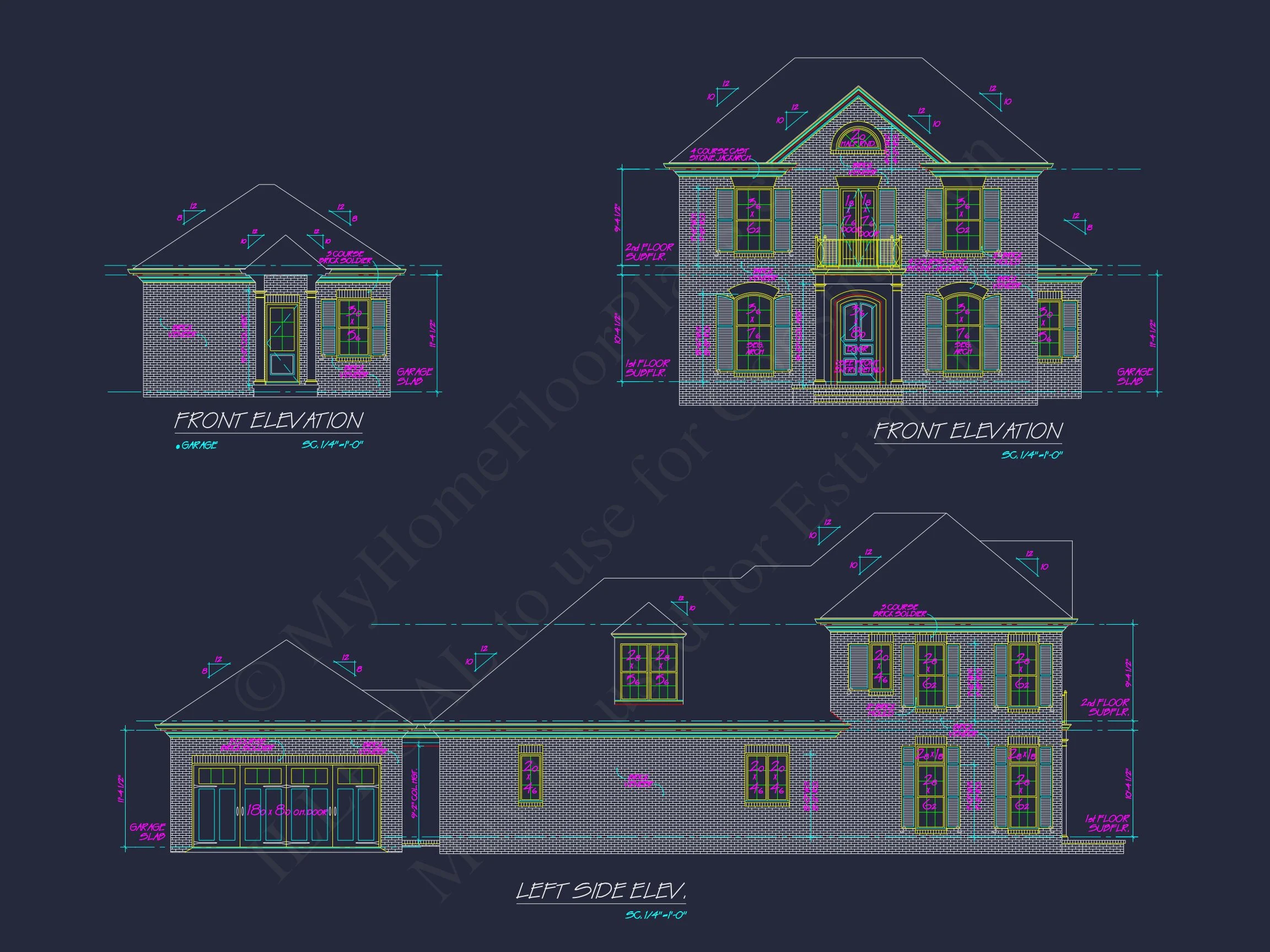 12-2037 HOUSE PLAN - Elegant House Floor Plan with CAD Architecture Designs 5 Elegant house Floor Plan with CAD Architecture Designs