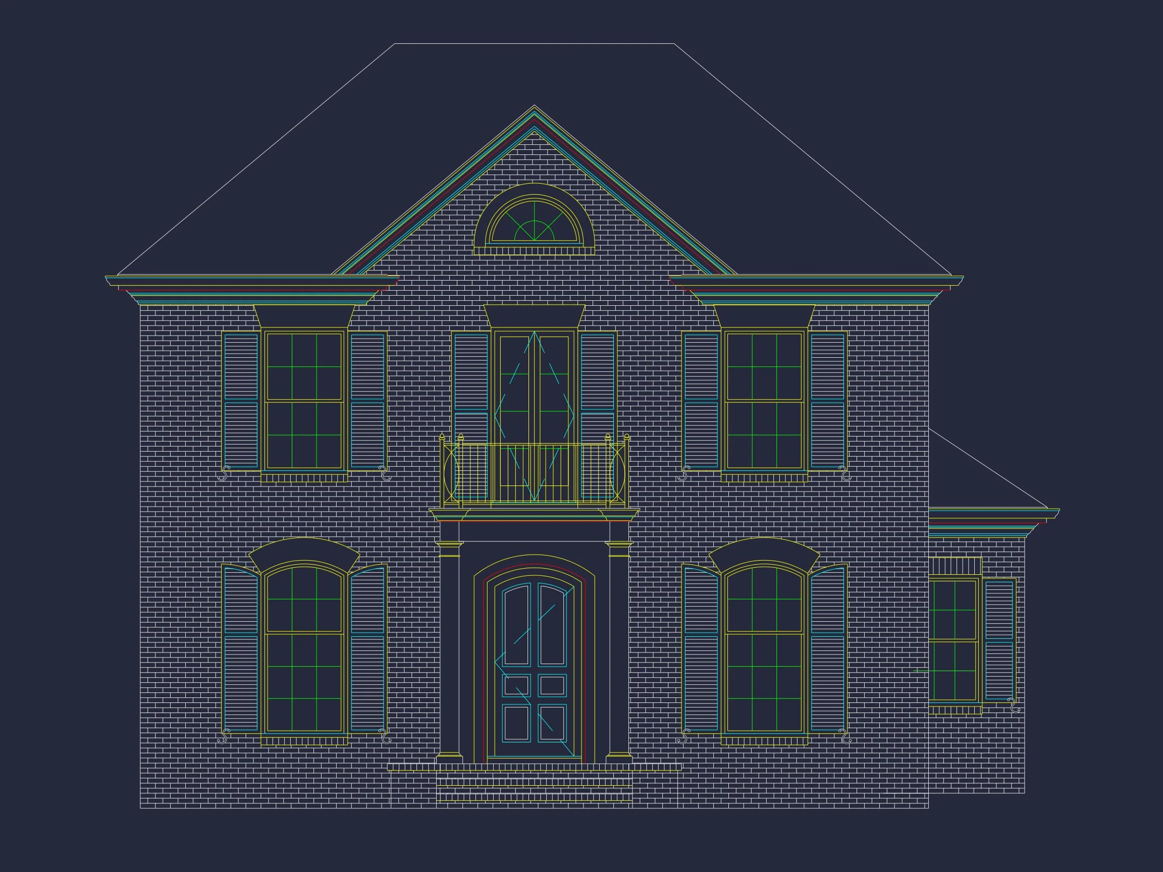 12-2037 HOUSE PLAN - Elegant House Floor Plan with CAD Architecture Designs 4 Elegant house Floor Plan with CAD Architecture Designs