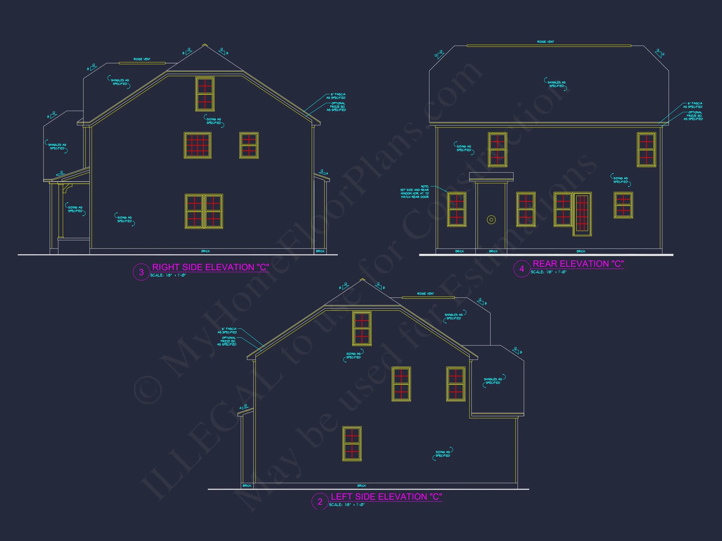 12-1091 HOUSE PLAN - Craftsman House Floor Plan with 2.5 Story Designs & CAD Files 3 Craftsman house Floor Plan with 2.5 Story Designs & CAD Files