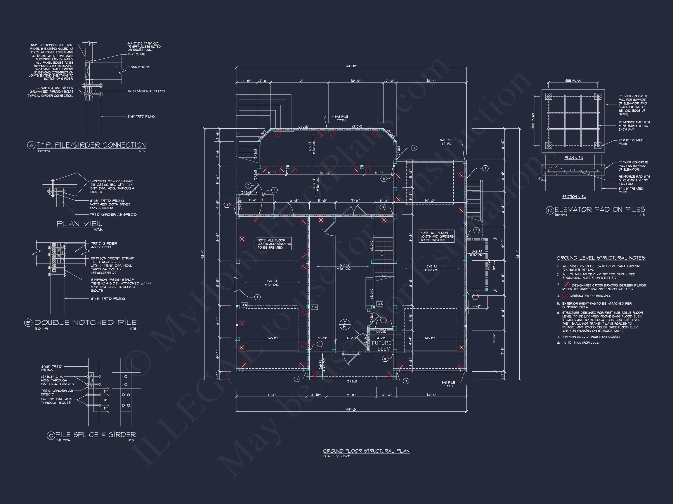 12-1075 HOUSE PLAN - Luxury Coastal House Plan with 3 Floors, CAD Designs & More 11 Luxury Coastal house Plan with 3 Floors, CAD Designs & More