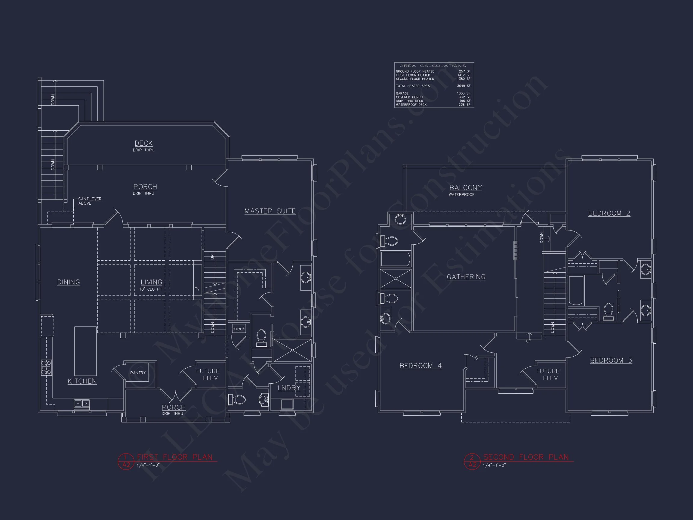 12-1075 HOUSE PLAN - Luxury Coastal House Plan with 3 Floors, CAD Designs & More 10 Luxury Coastal house Plan with 3 Floors, CAD Designs & More