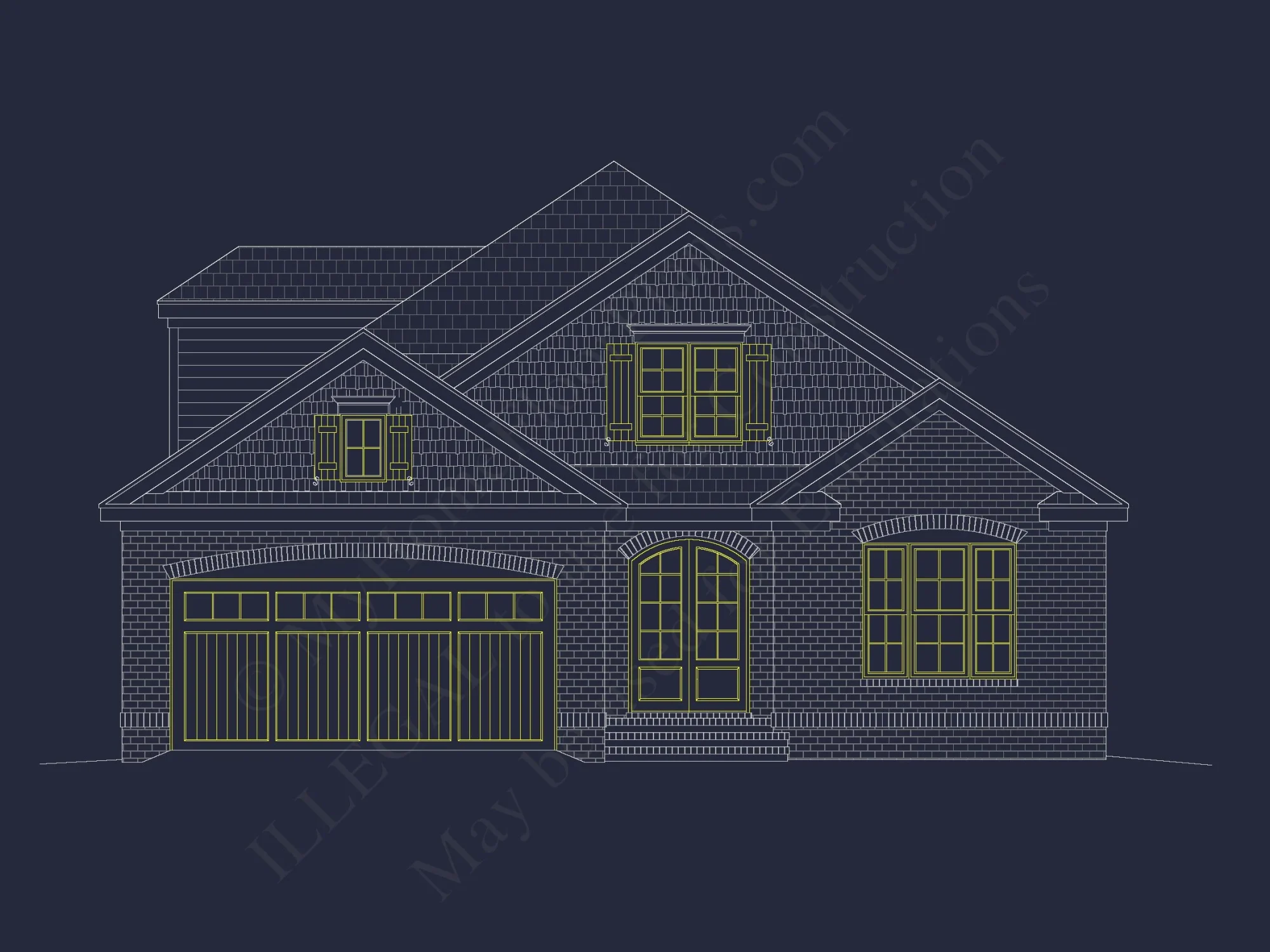 French Provincial house Plan - 1.5 Story CAD Blueprint Designs
