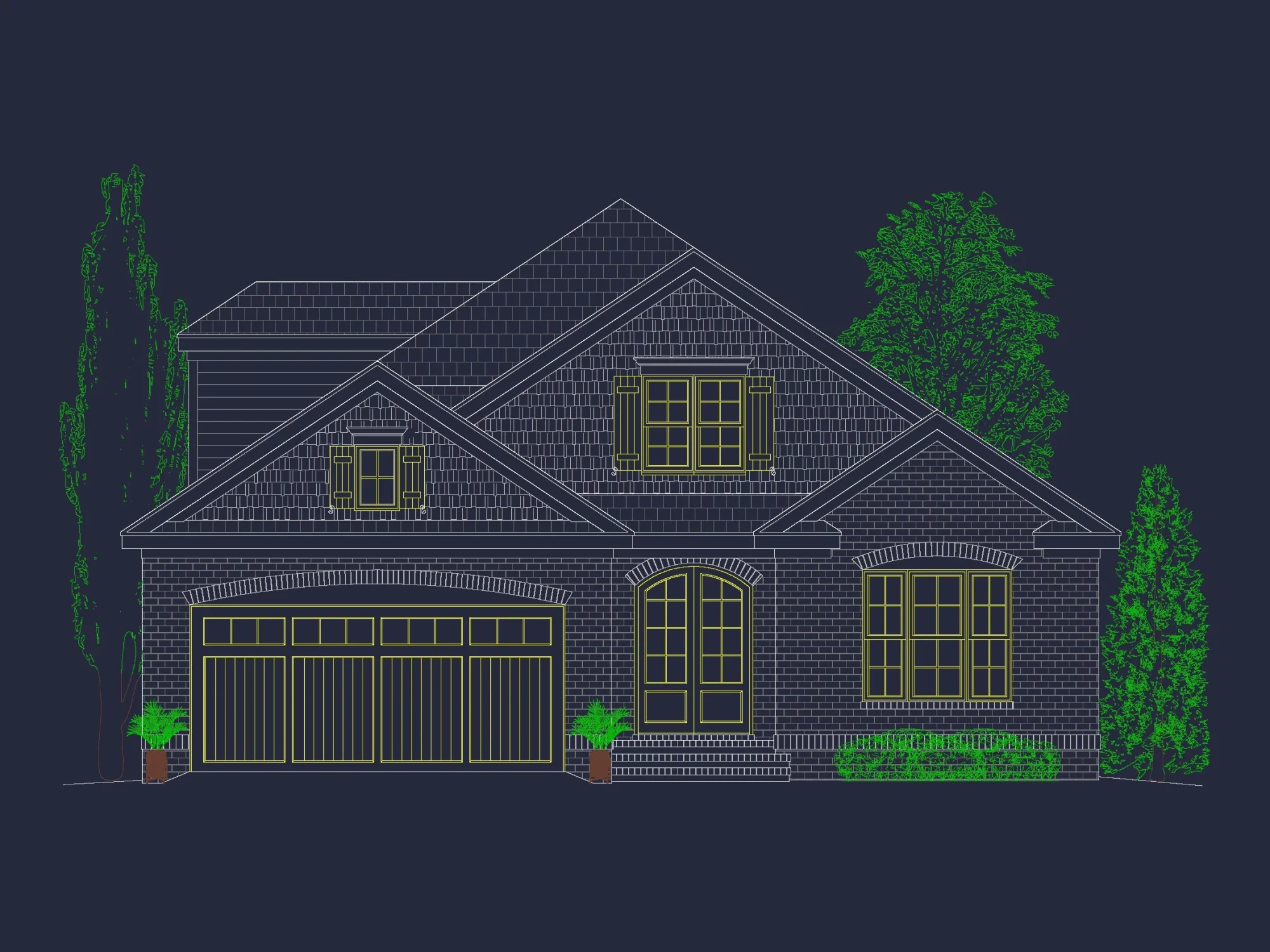 French Provincial house Plan - 1.5 Story CAD Blueprint Designs