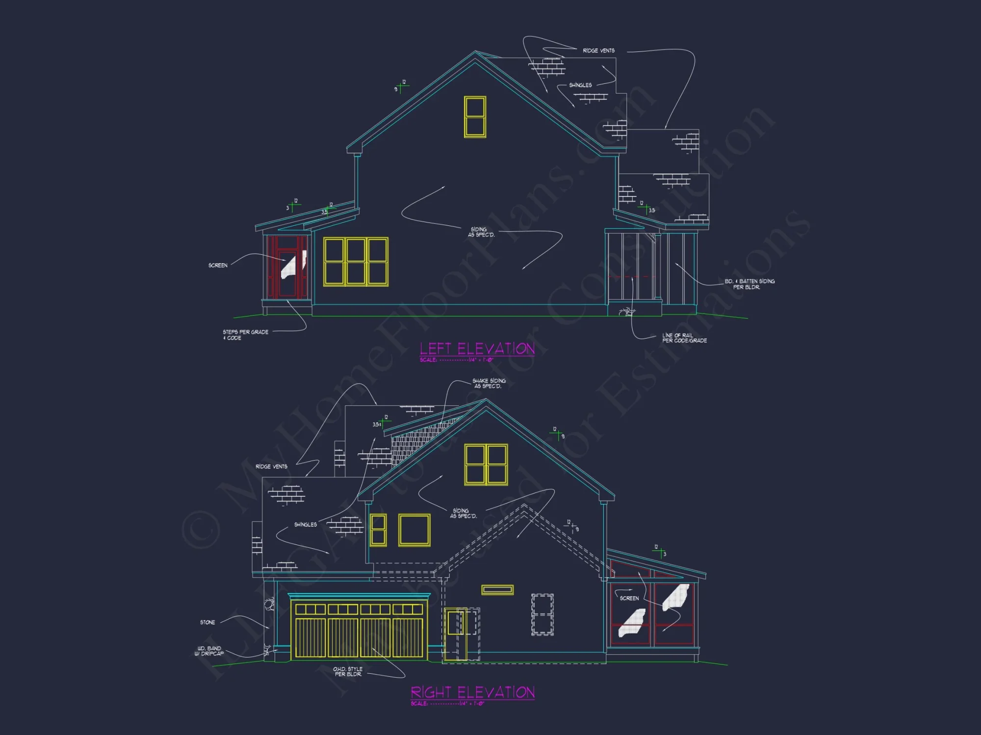 Craftsman house Plan with 2 Floors, Garage, and Bonus Room