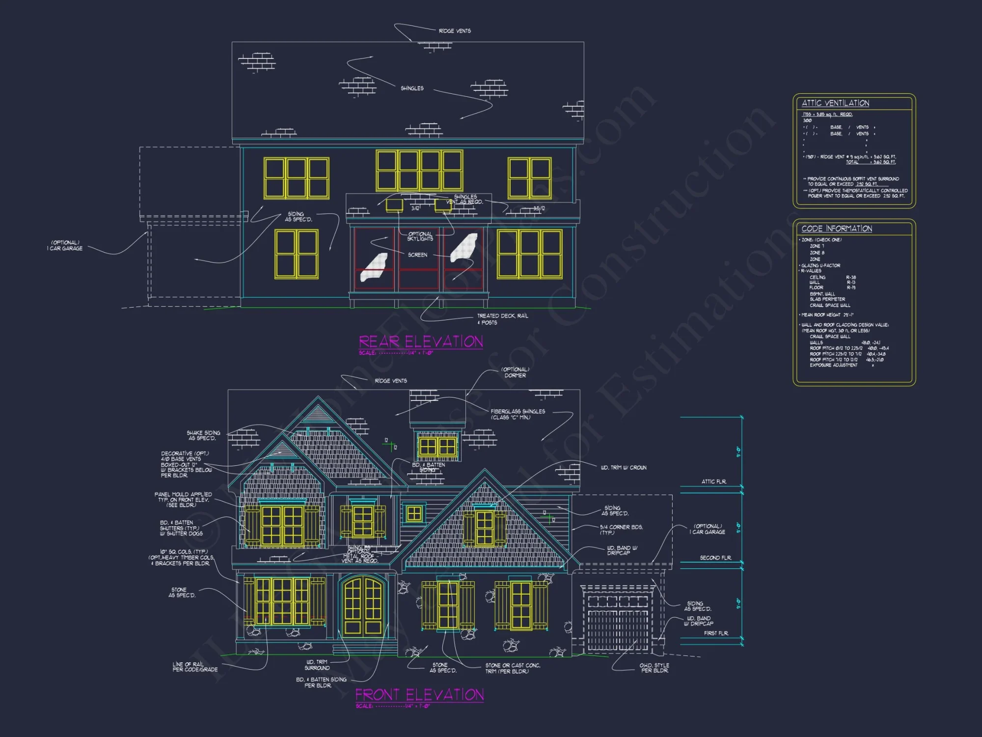 Craftsman house Plan with 2 Floors, Garage, and Bonus Room