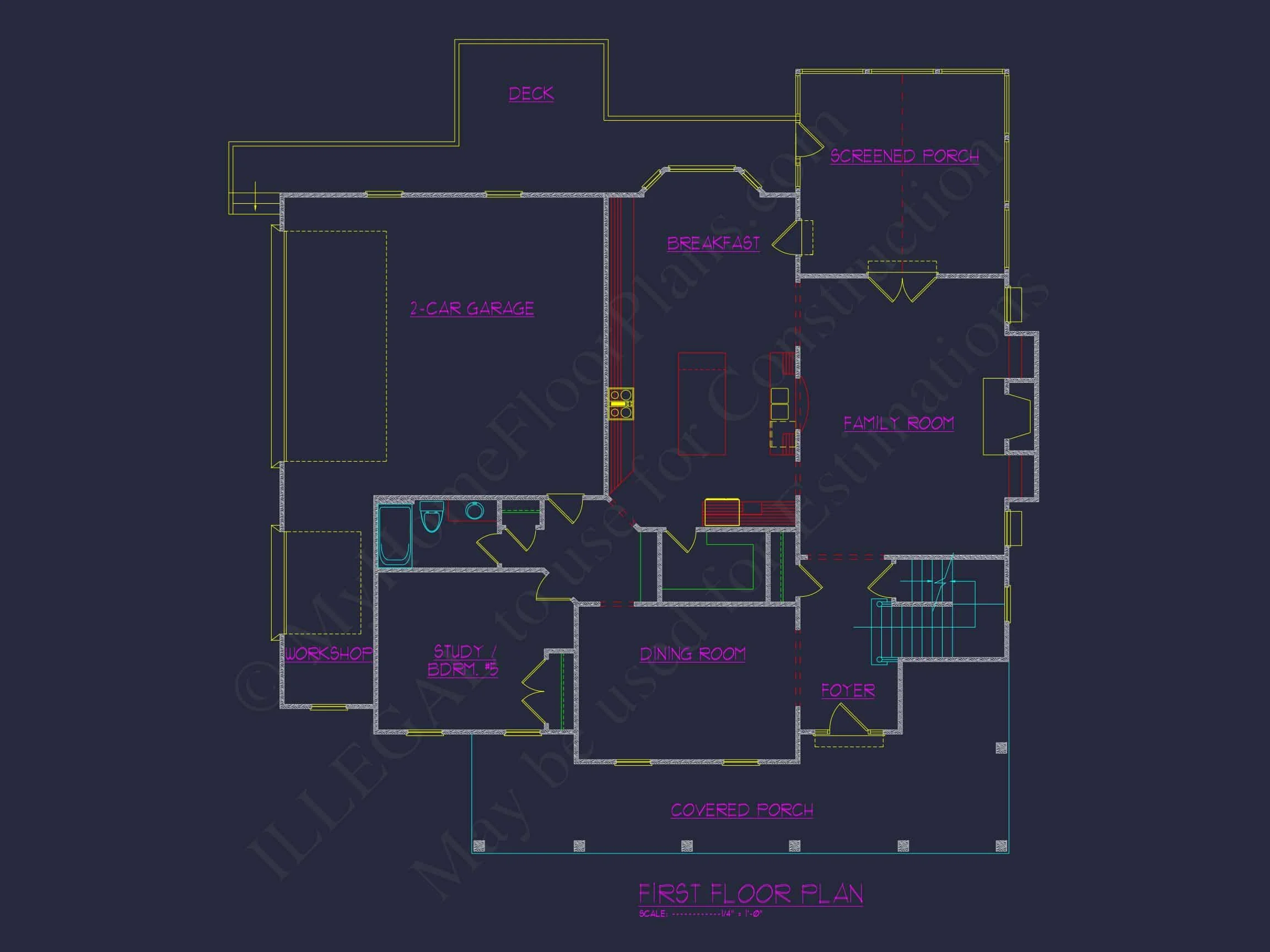11-1752 HOUSE PLAN - Elegant 2-Story Colonial House Plan with Blueprint CAD Designs 5 Elegant 2-Story Colonial house Plan with Blueprint CAD Designs