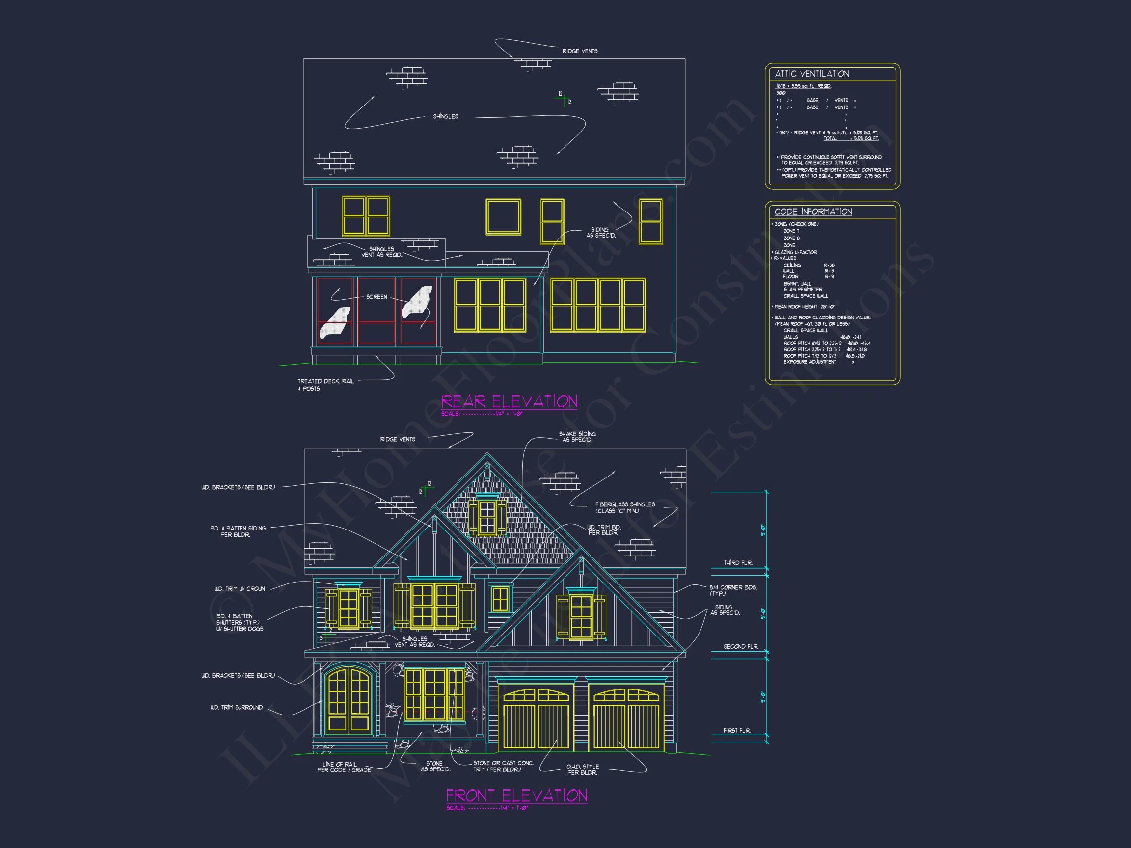 11-1673 HOUSE PLAN - Elegant 3-Story Craftsman House Plan with Detailed CAD Designs 3 Elegant 3-Story Craftsman house Plan with Detailed CAD Designs