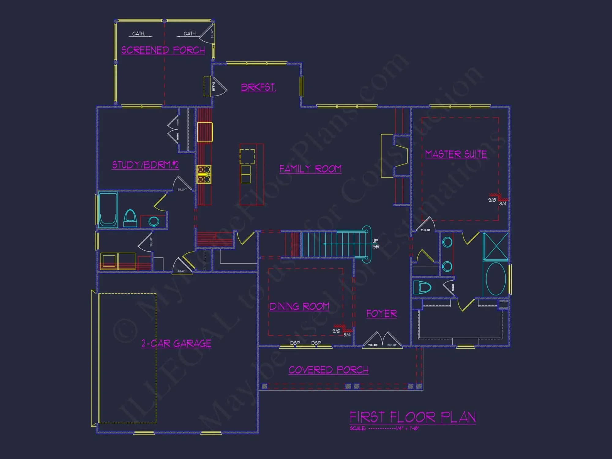 Elegant 4-Bedroom house CAD Floor Plan with Modern Design