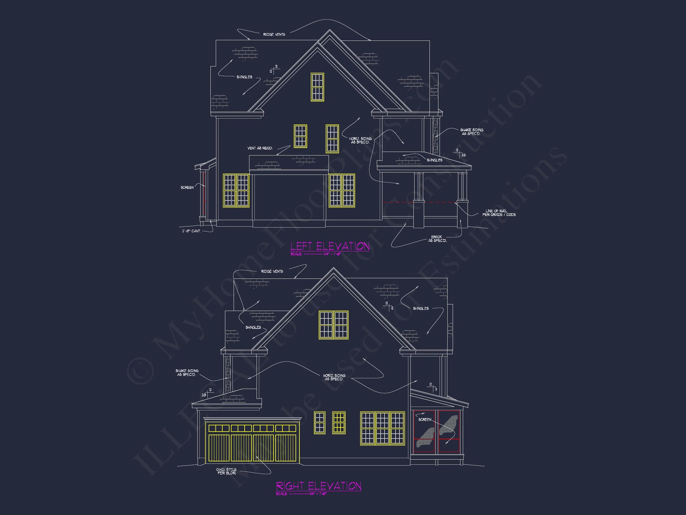 11-1285 HOUSE PLAN - Three-Story Country Craftsman House Blueprint with CAD Designs 10 Three-Story Country Craftsman house Blueprint with CAD Designs
