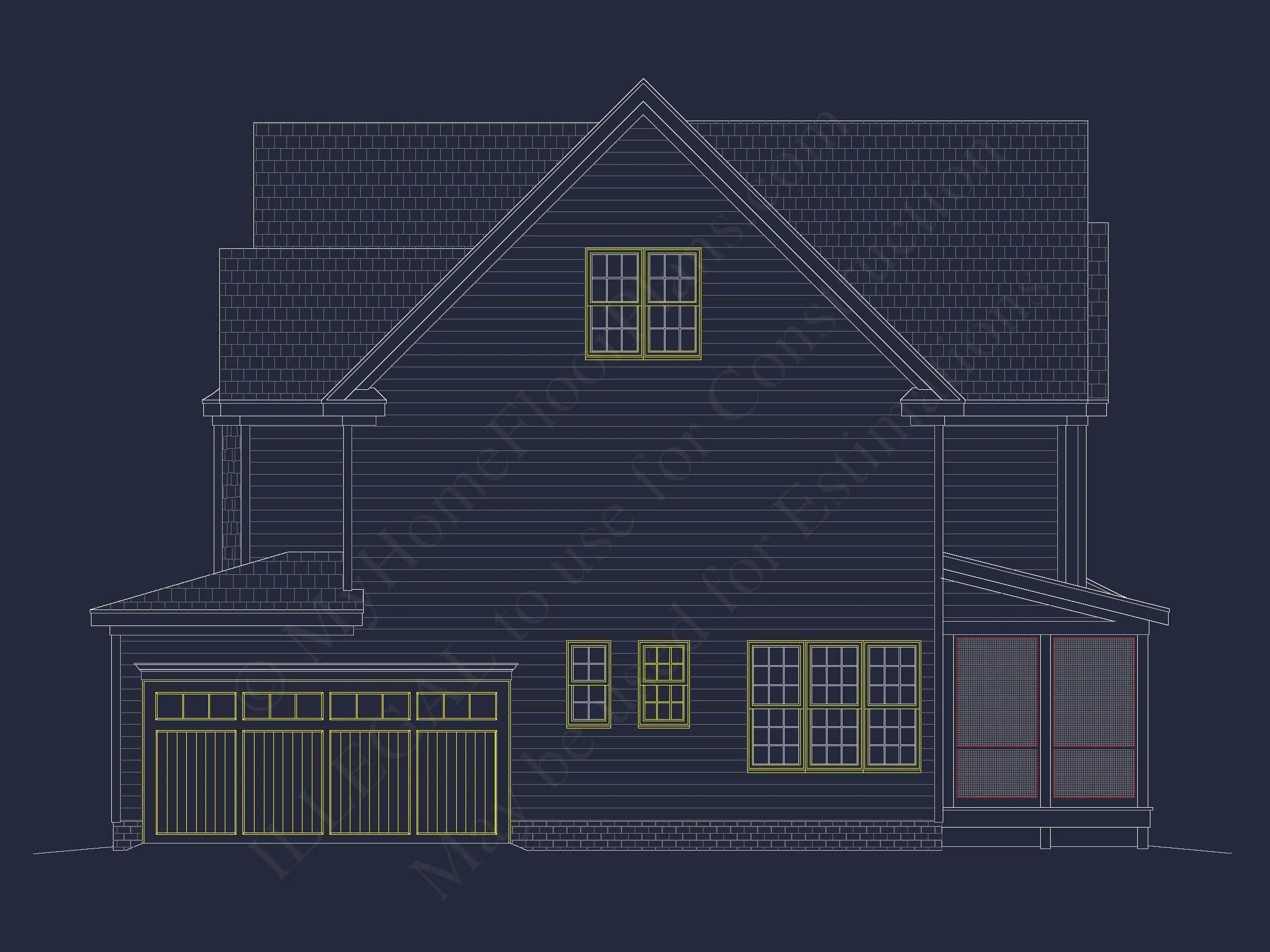 11-1285 HOUSE PLAN - Three-Story Country Craftsman House Blueprint with CAD Designs 6 Three-Story Country Craftsman house Blueprint with CAD Designs