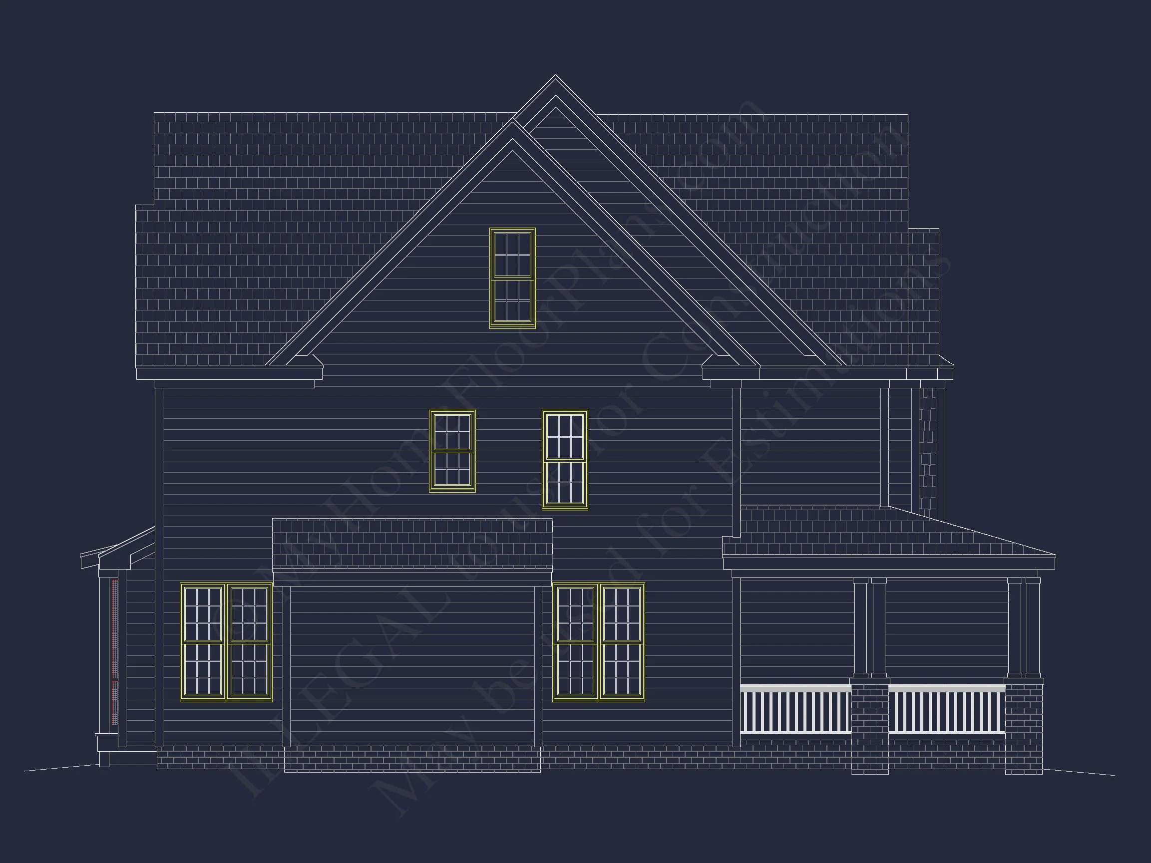 11-1285 HOUSE PLAN - Three-Story Country Craftsman House Blueprint with CAD Designs 5 Three-Story Country Craftsman house Blueprint with CAD Designs