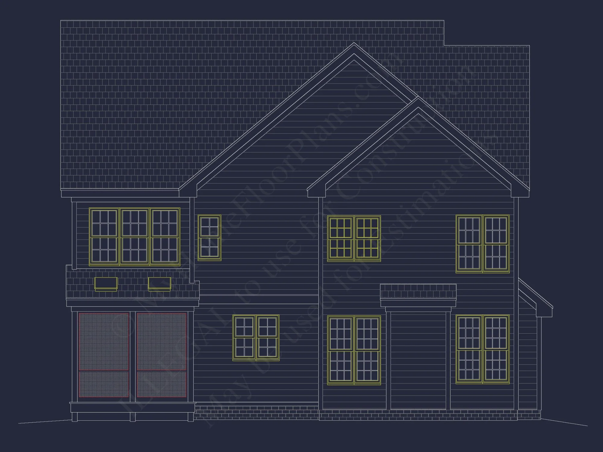 Three-Story Country Craftsman house Blueprint with CAD Designs