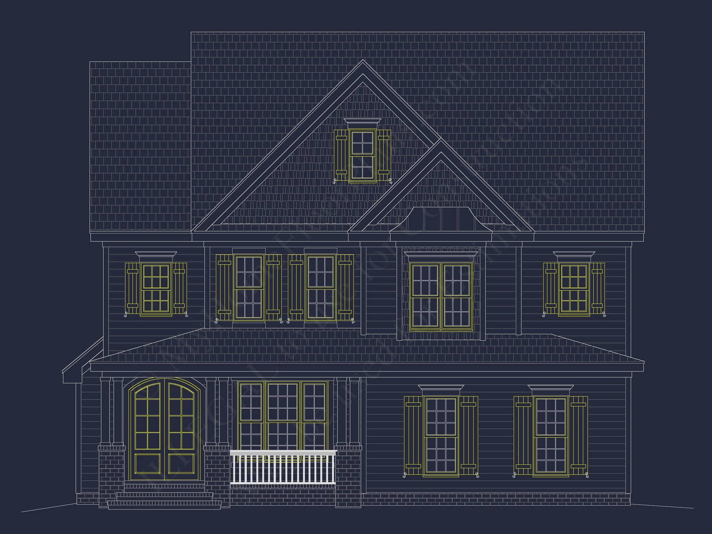 11-1285 HOUSE PLAN - Three-Story Country Craftsman House Blueprint with CAD Designs 3 Three-Story Country Craftsman house Blueprint with CAD Designs
