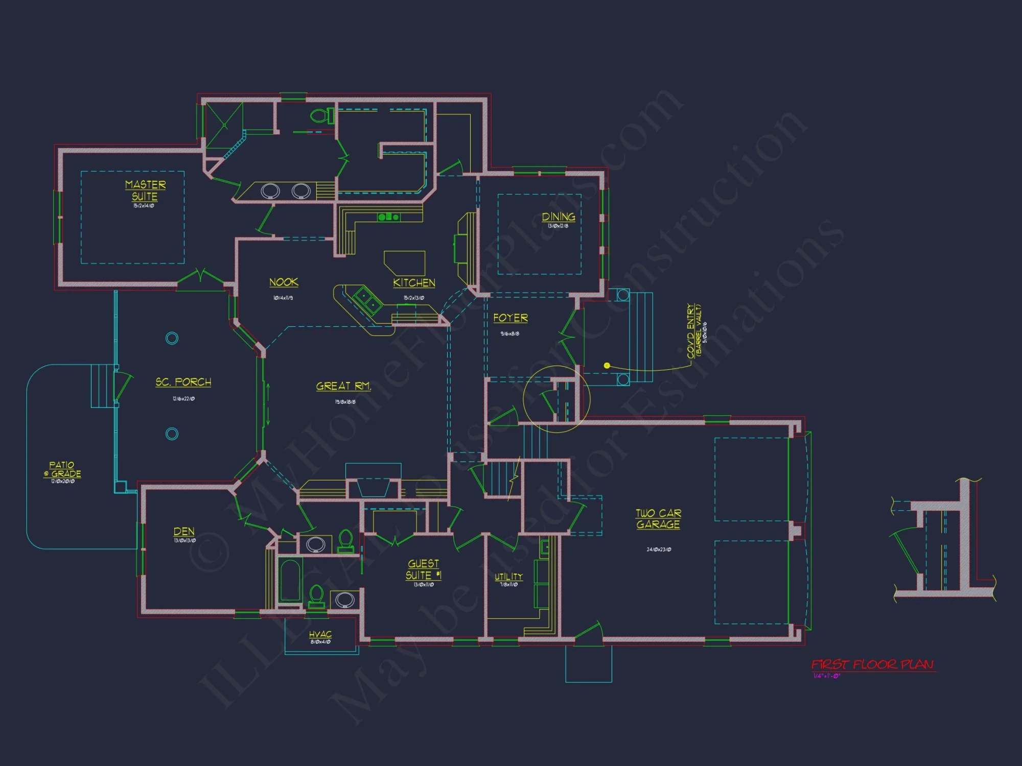 Modern Suburban house Plan with Blueprint and CAD Designs