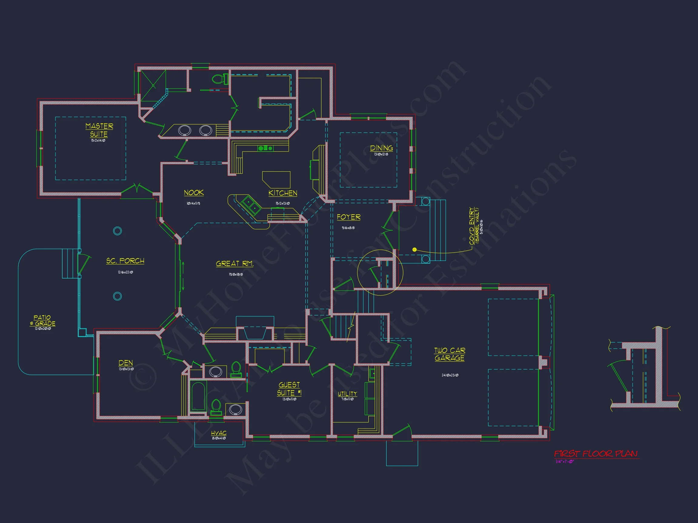 11-1241 HOUSE PLAN - Modern Suburban House Plan with Blueprint and CAD Designs 7 Modern Suburban house Plan with Blueprint and CAD Designs