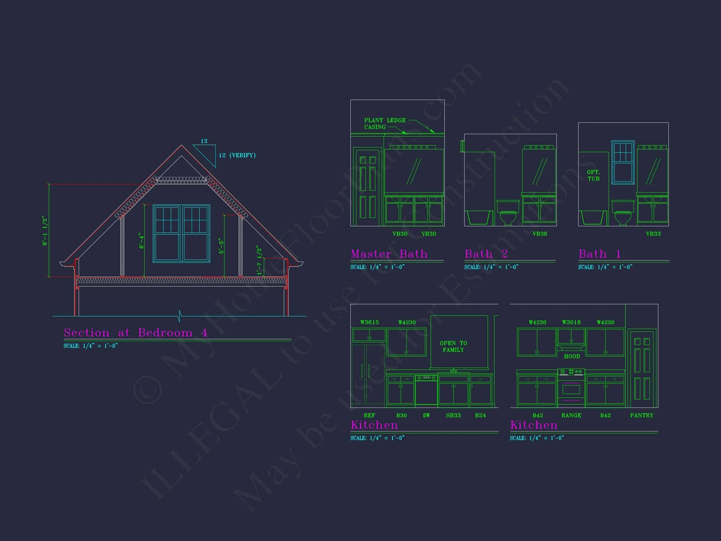 11-1195B HOUSE PLAN - Modern CAD House Plan with 2-Story Design and Blueprint 15 Modern CAD house Plan with 2-Story Design and Blueprint