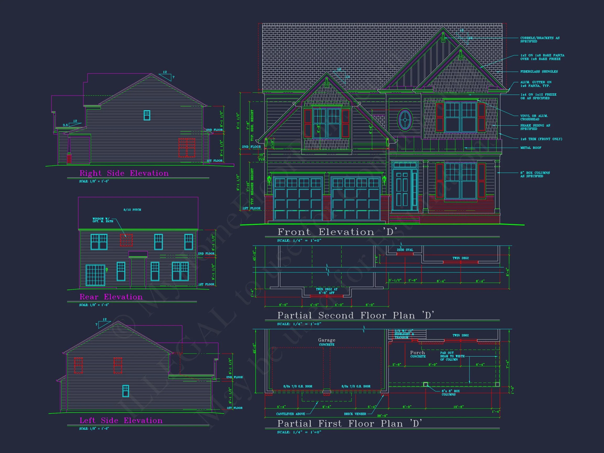 11-1195B HOUSE PLAN - Modern CAD House Plan with 2-Story Design and Blueprint 14 Modern CAD house Plan with 2-Story Design and Blueprint