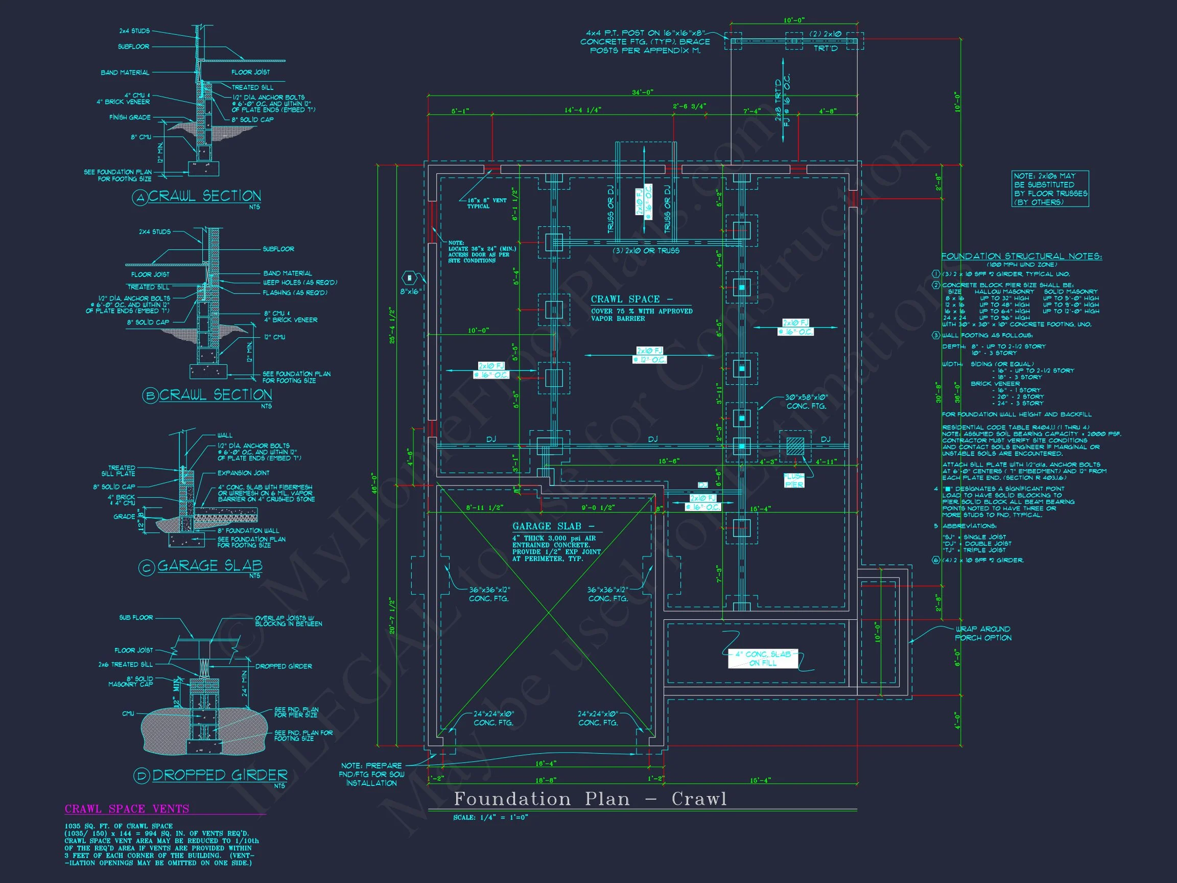 11-1194 HOUSE PLAN - Colonial-Style 2-Story House Blueprint with 4 Bedrooms 17 Colonial-Style 2-Story house Blueprint with 4 Bedrooms
