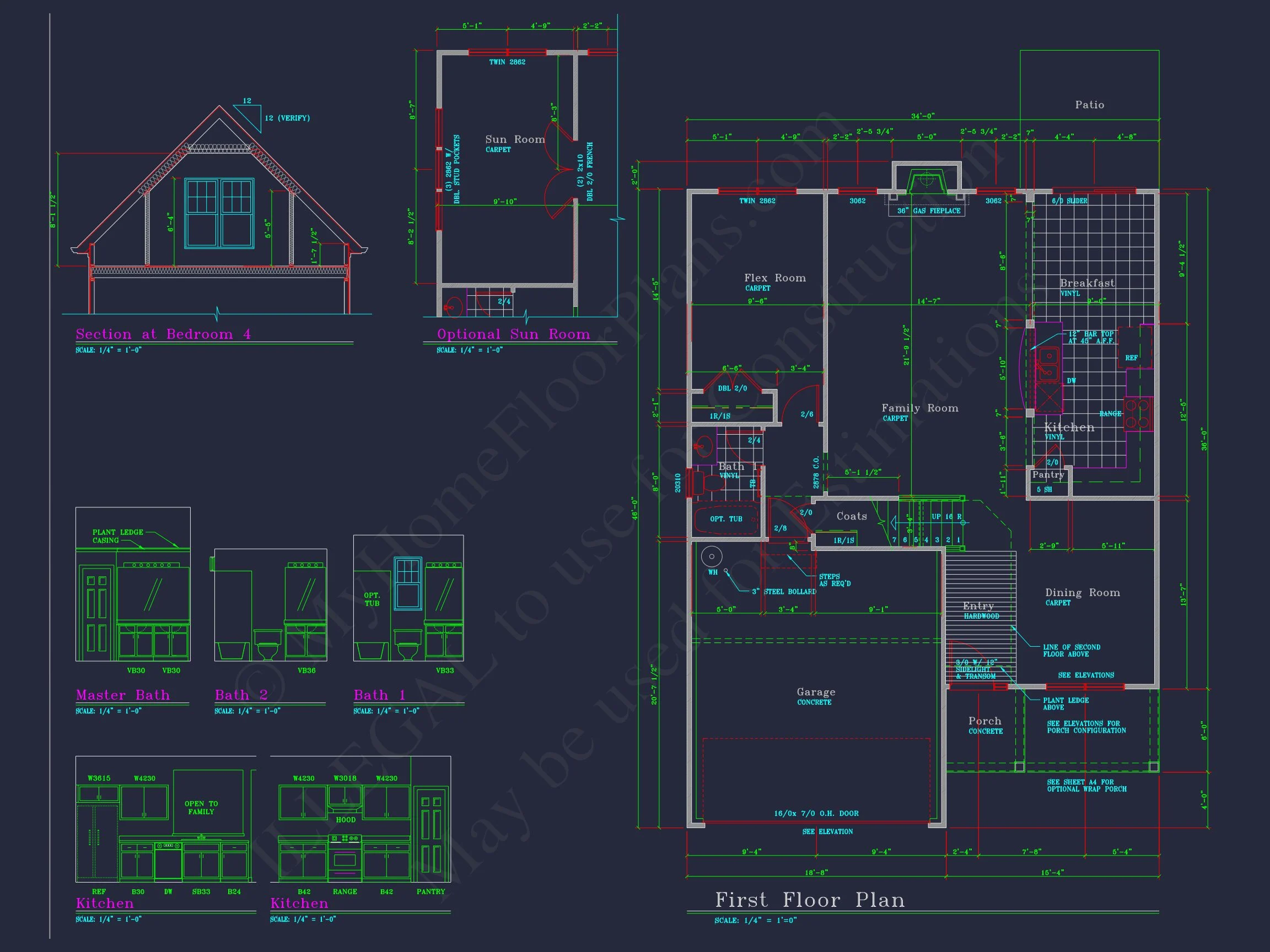 11-1194 HOUSE PLAN - Colonial-Style 2-Story House Blueprint with 4 Bedrooms 13 Colonial-Style 2-Story house Blueprint with 4 Bedrooms