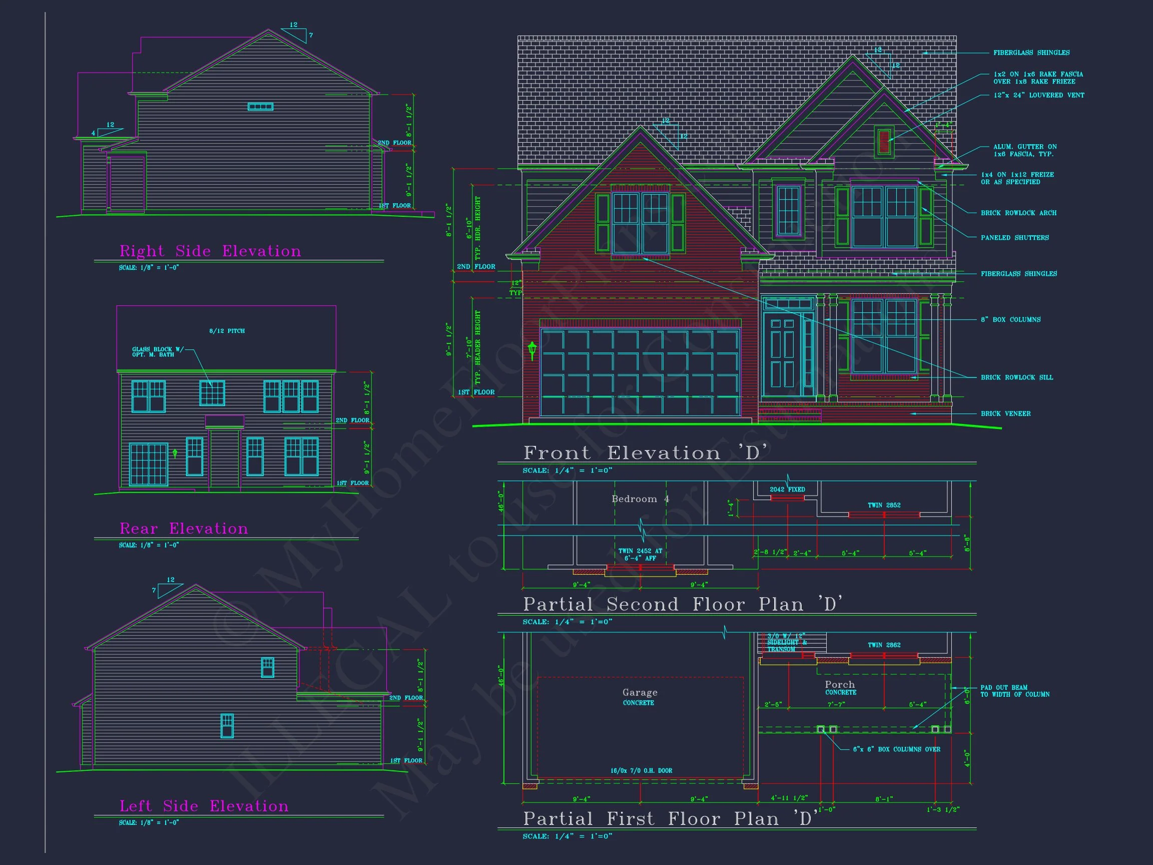 11-1194 HOUSE PLAN - Colonial-Style 2-Story House Blueprint with 4 Bedrooms 4 Colonial-Style 2-Story house Blueprint with 4 Bedrooms