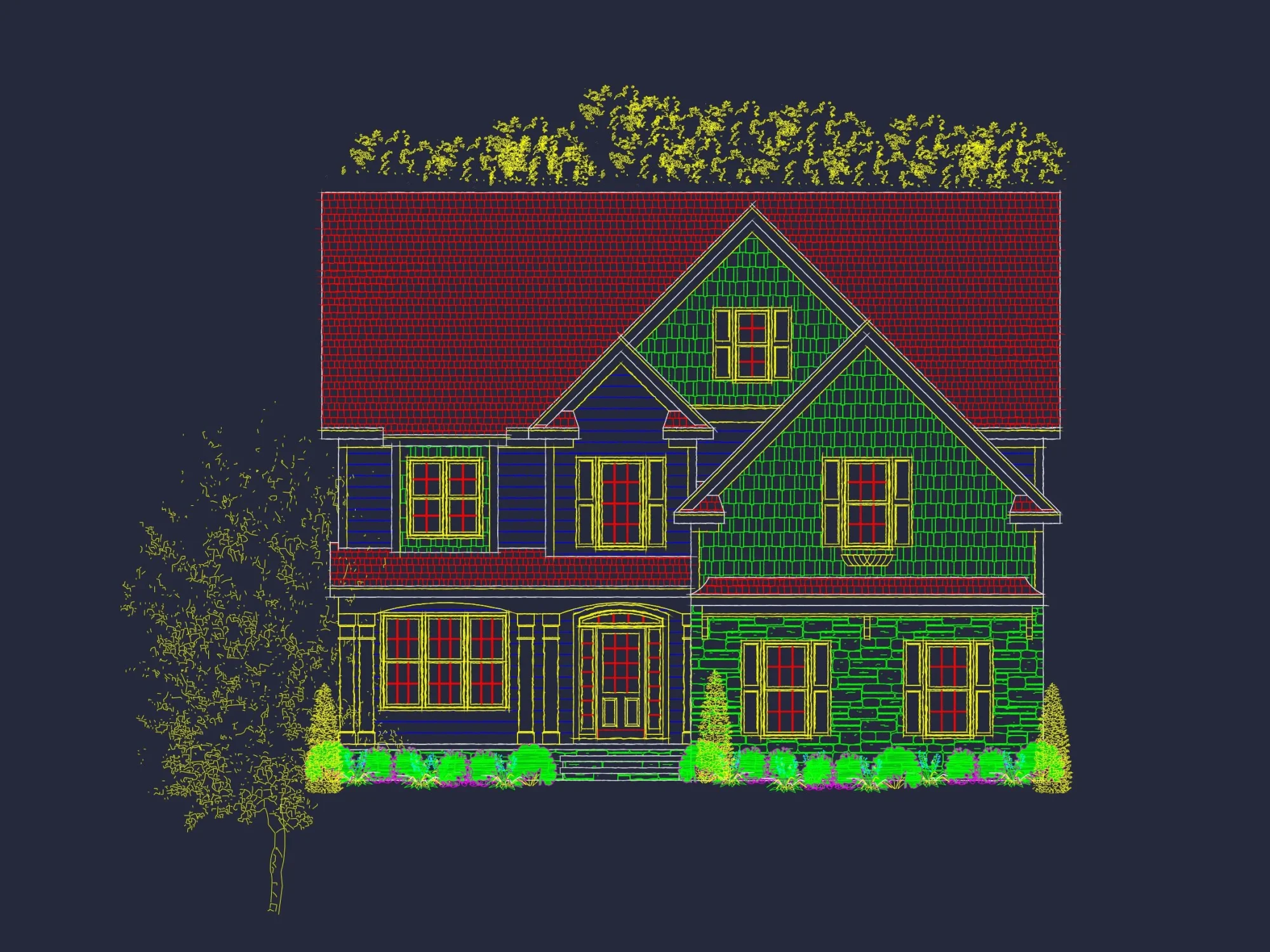 Elegant 4-Bedroom house Plan with CAD Blueprint Designs
