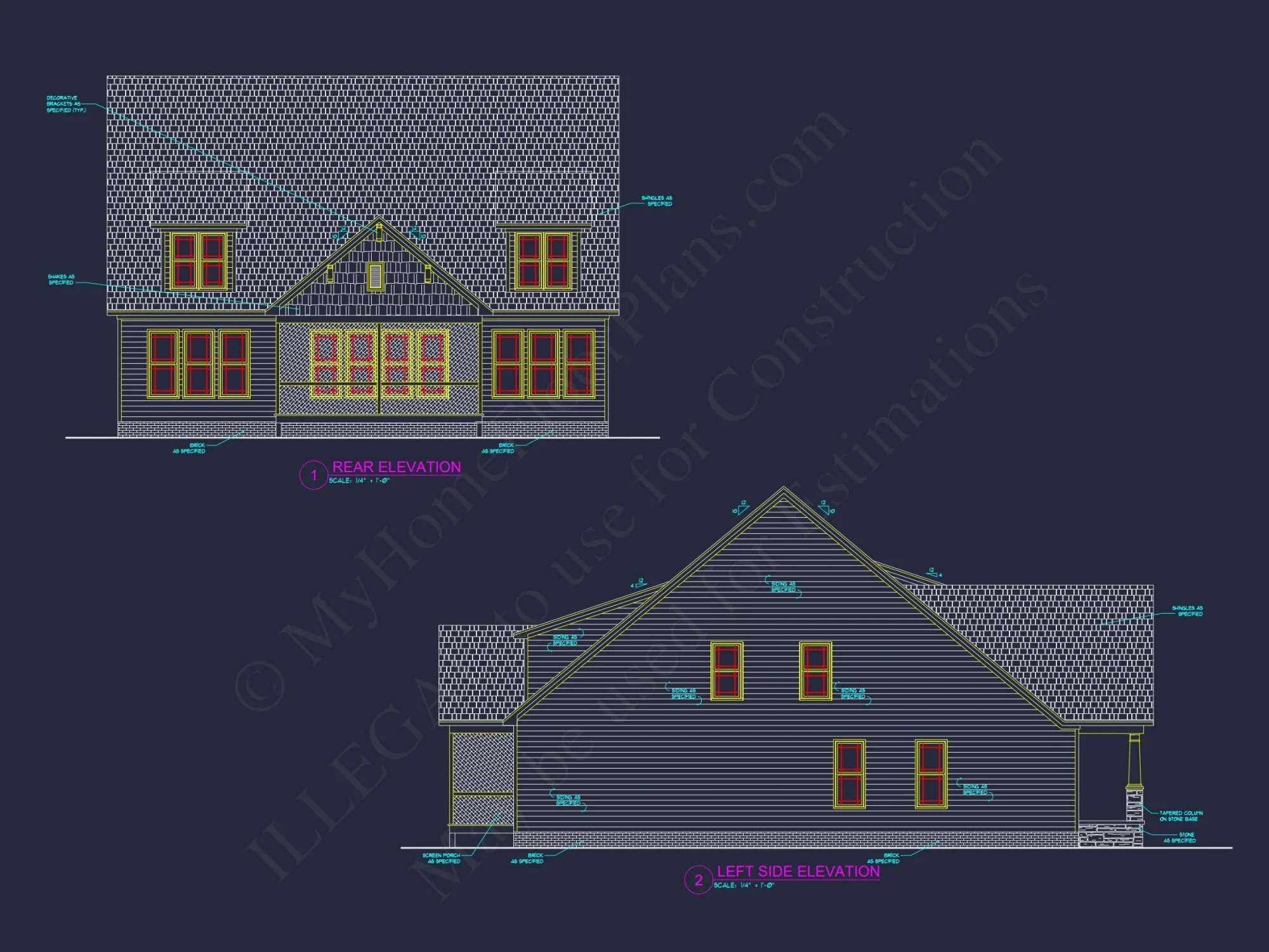 Modern Craftsman house Plan with 2 Floors and 3 Bedrooms