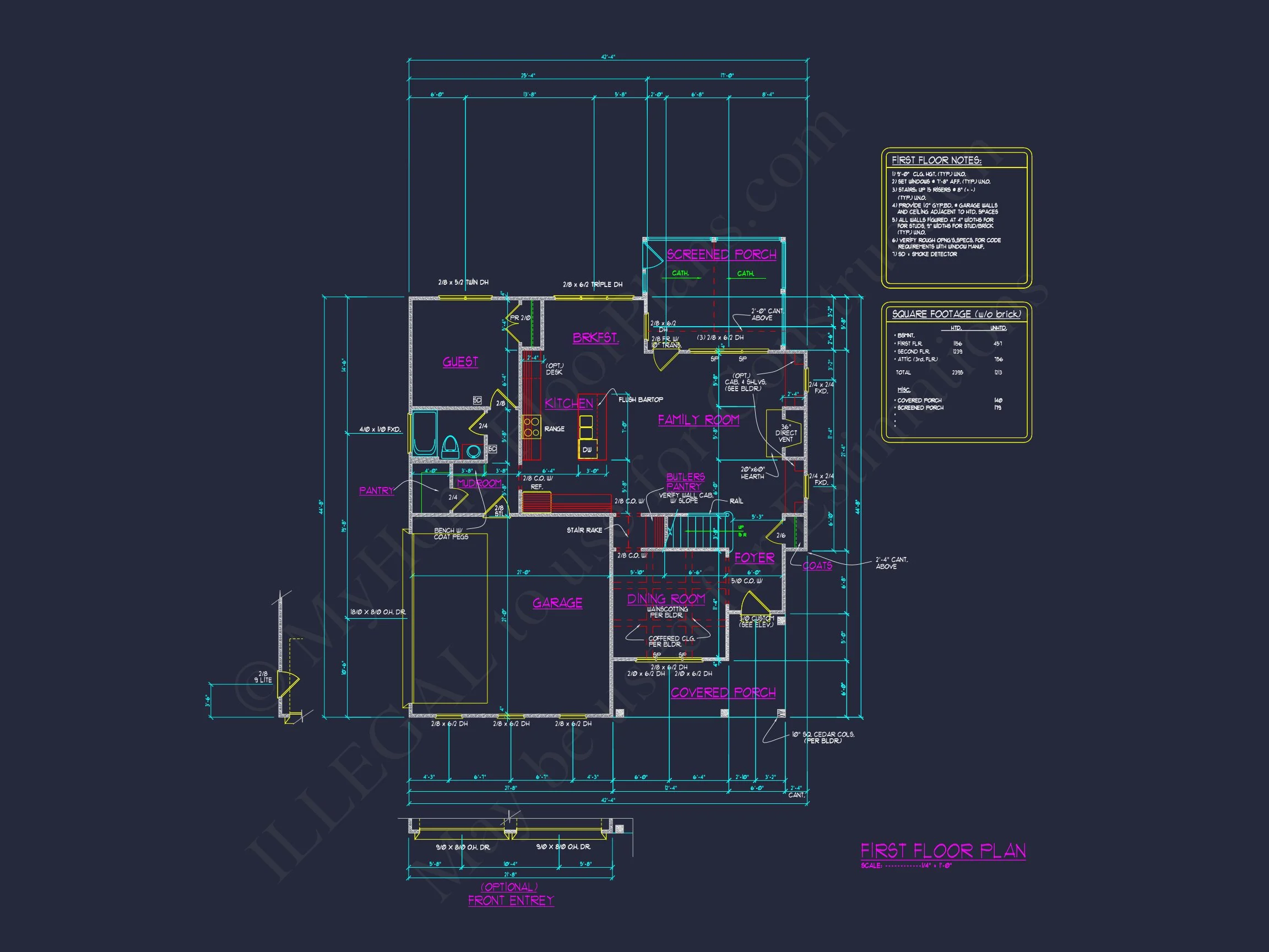 11-1026 HOUSE PLAN - Modern Craftsman House Plan with Detailed Floor Designs and CAD Blueprint 8 Modern Craftsman house Plan with Detailed Floor Designs and CAD Blueprint