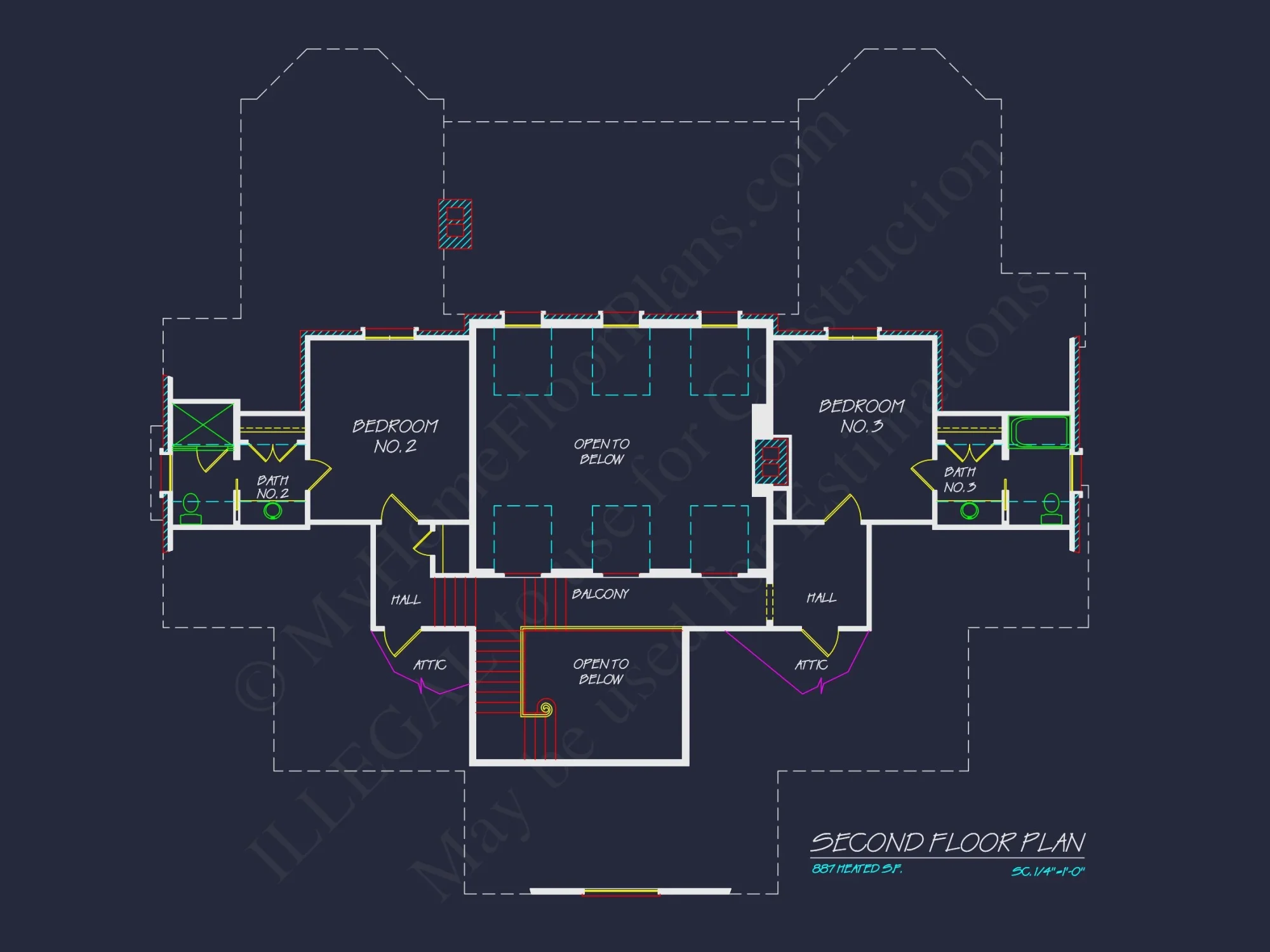 Classical house Floor Plan: 2-Story Design with CAD Blueprints