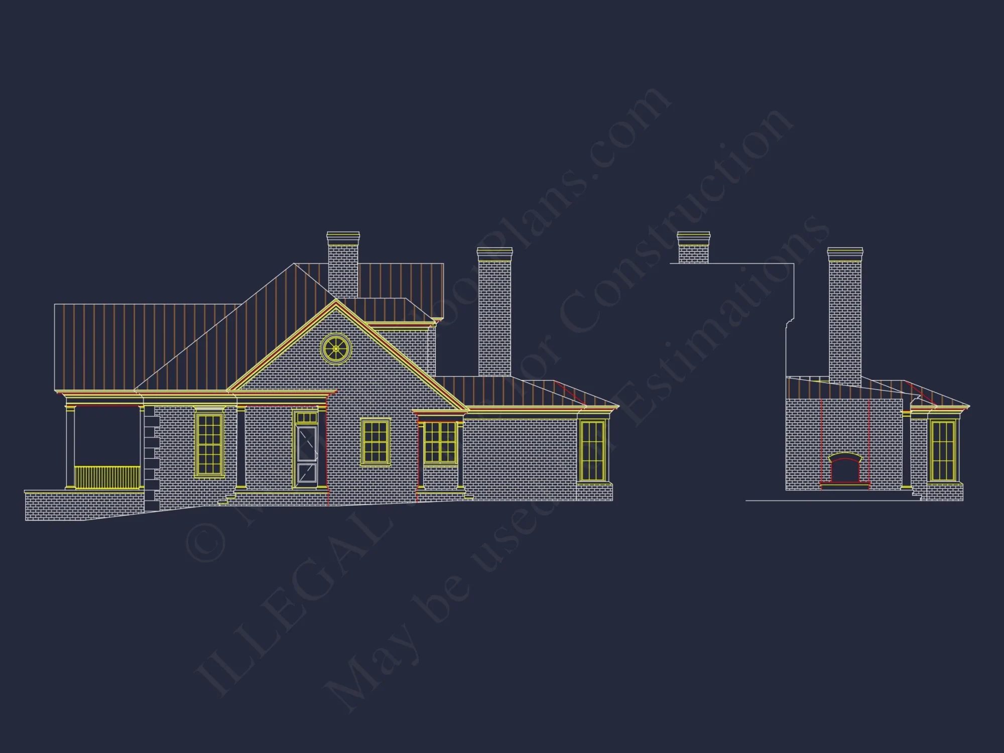 Classical house Floor Plan: 2-Story Design with CAD Blueprints